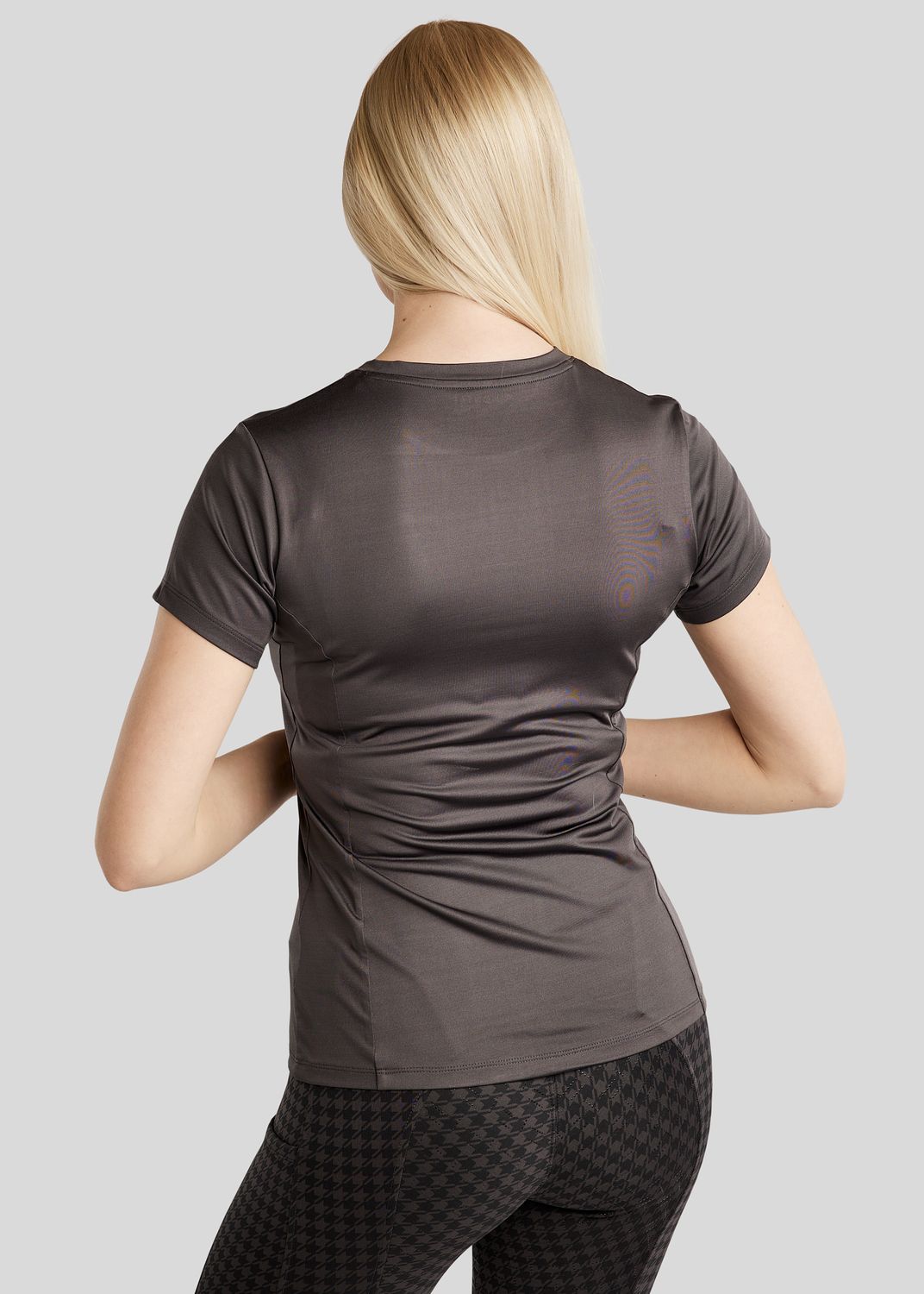 MoHannah SS Tee w. Frontprinted Houndstooth Logo - Slate Grey