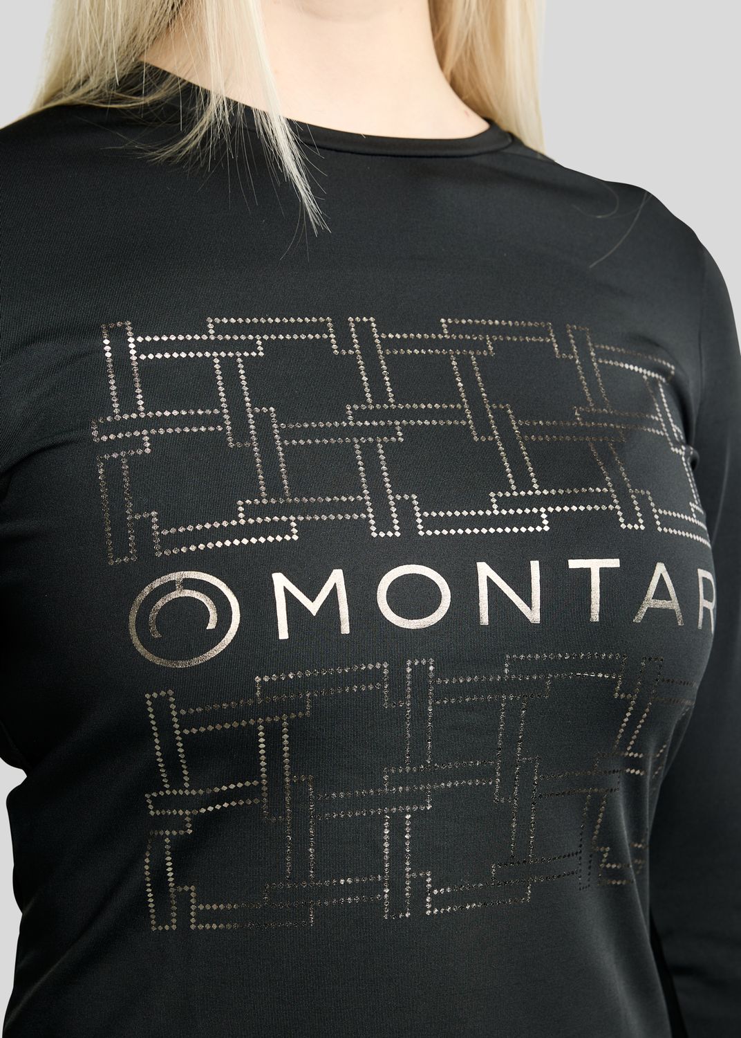 MoLeia Long Sleeved Tee w. Gun Metal Lumber Check Frontprint - Black 
