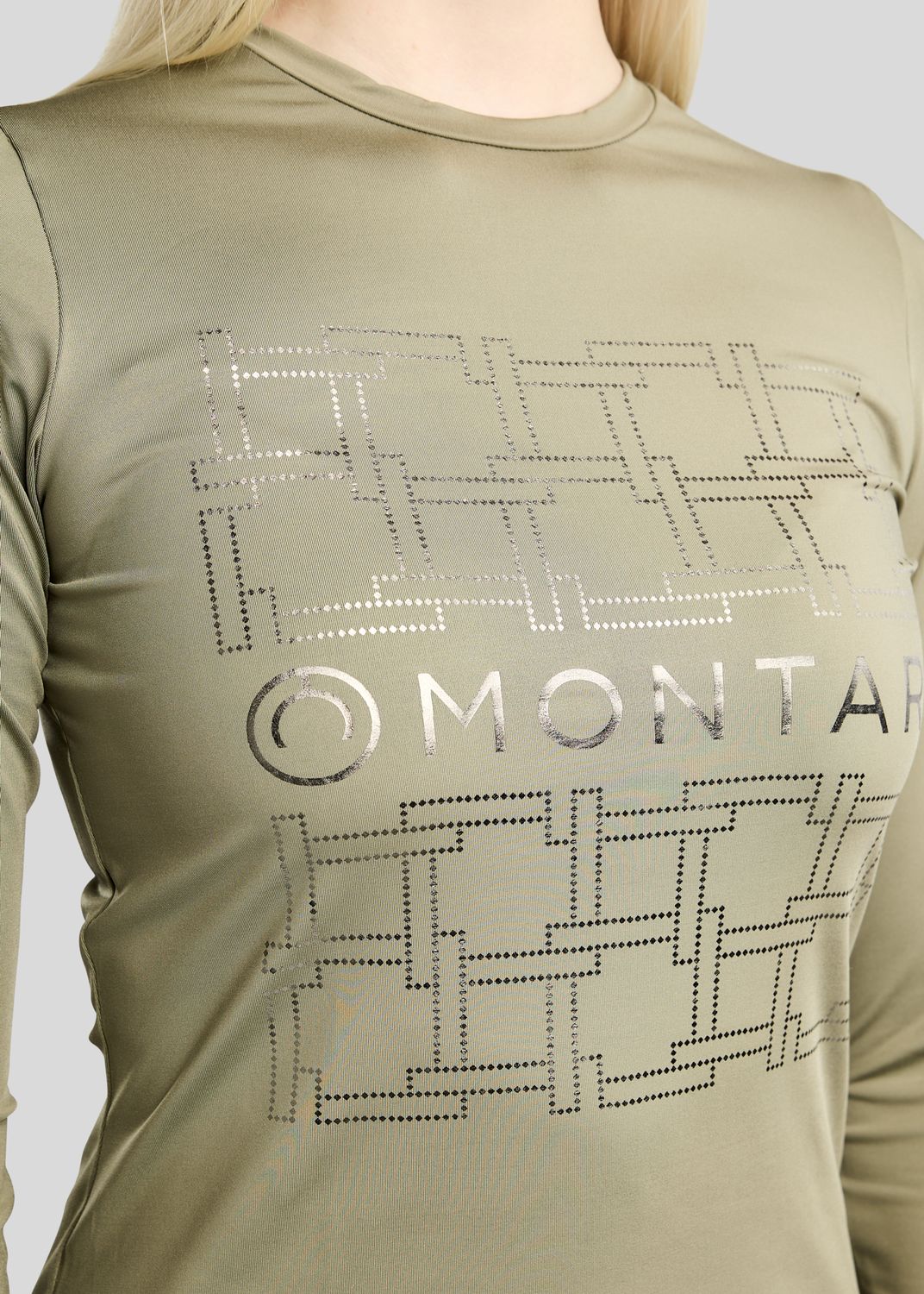 MoLeia Long Sleeved Tee w. Gun Metal Lumber Check Frontprint - Dusty Green 