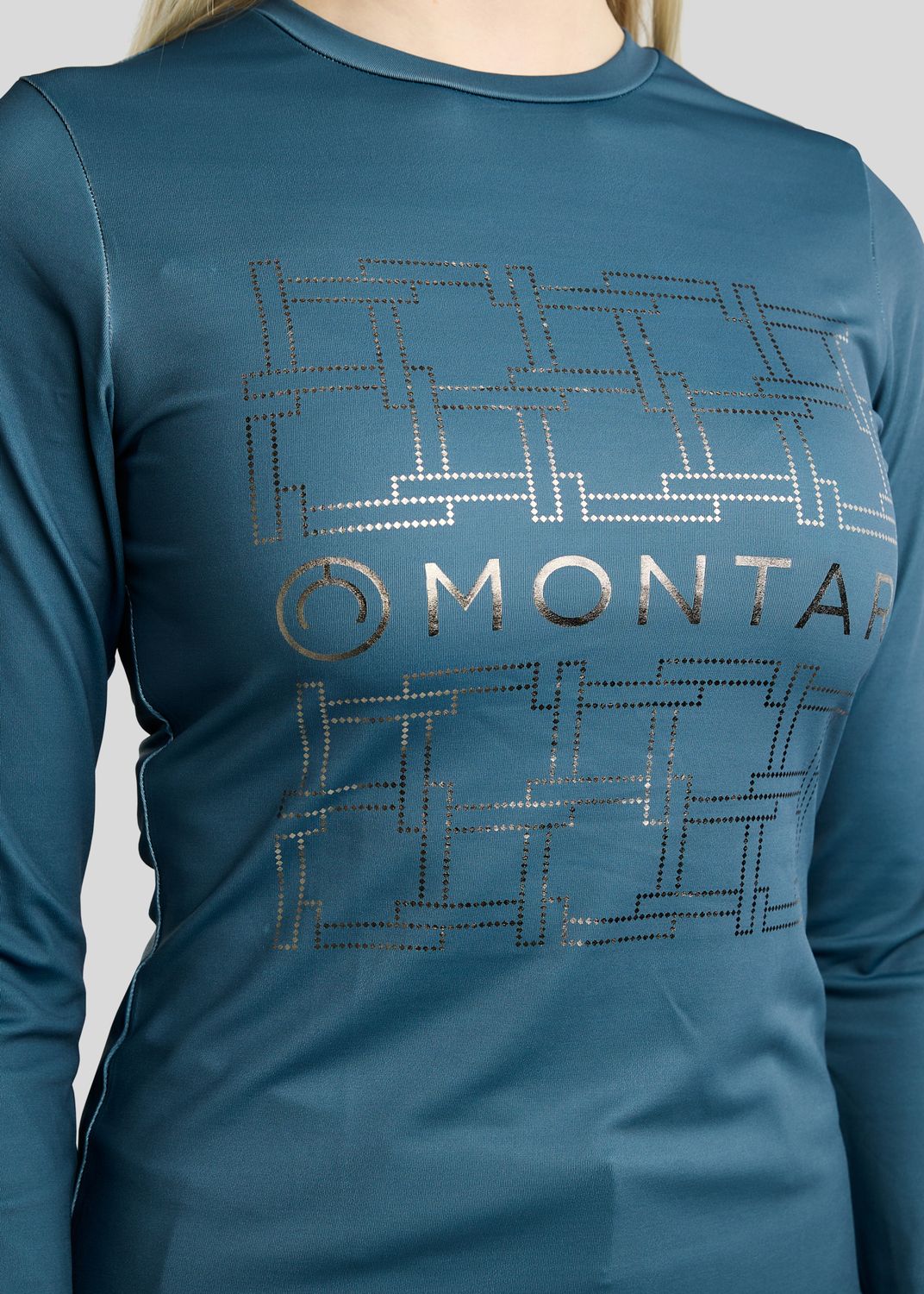 MoLeia Long Sleeved Tee w. Gun Metal Lumber Check Frontprint - Dark Slate 