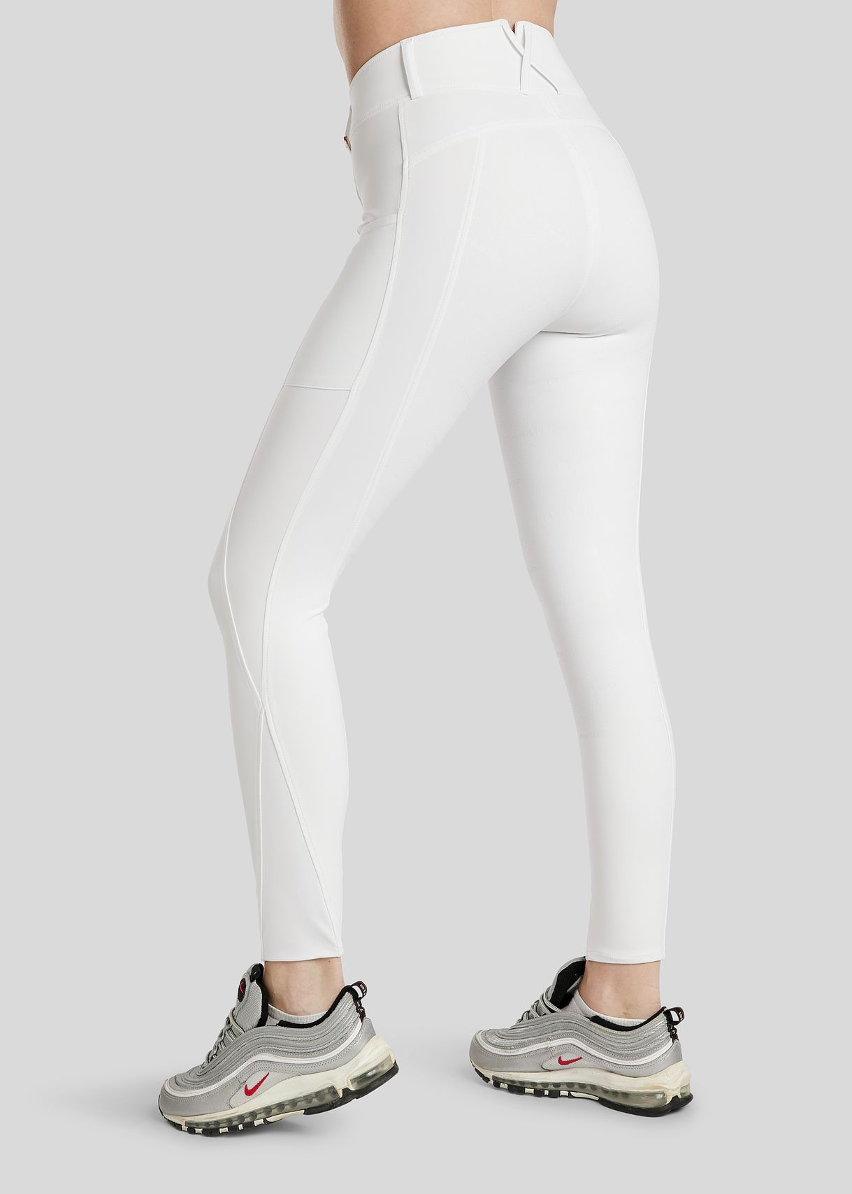 Michelle Tights w. Rosegold Logo - Fullgrip, White 