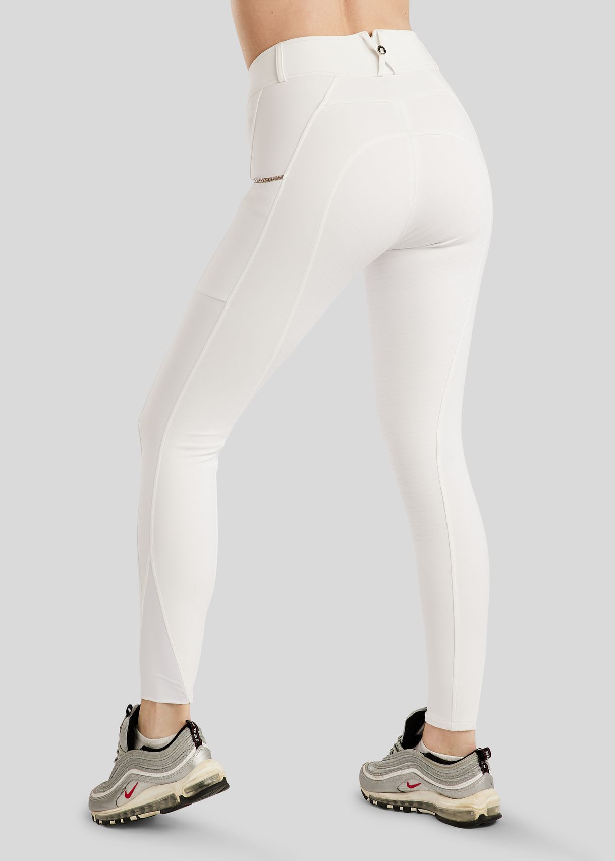 MoLila Breeches w. Champagne Crystal Tape and Champagne Crystals - Fullgrip, White