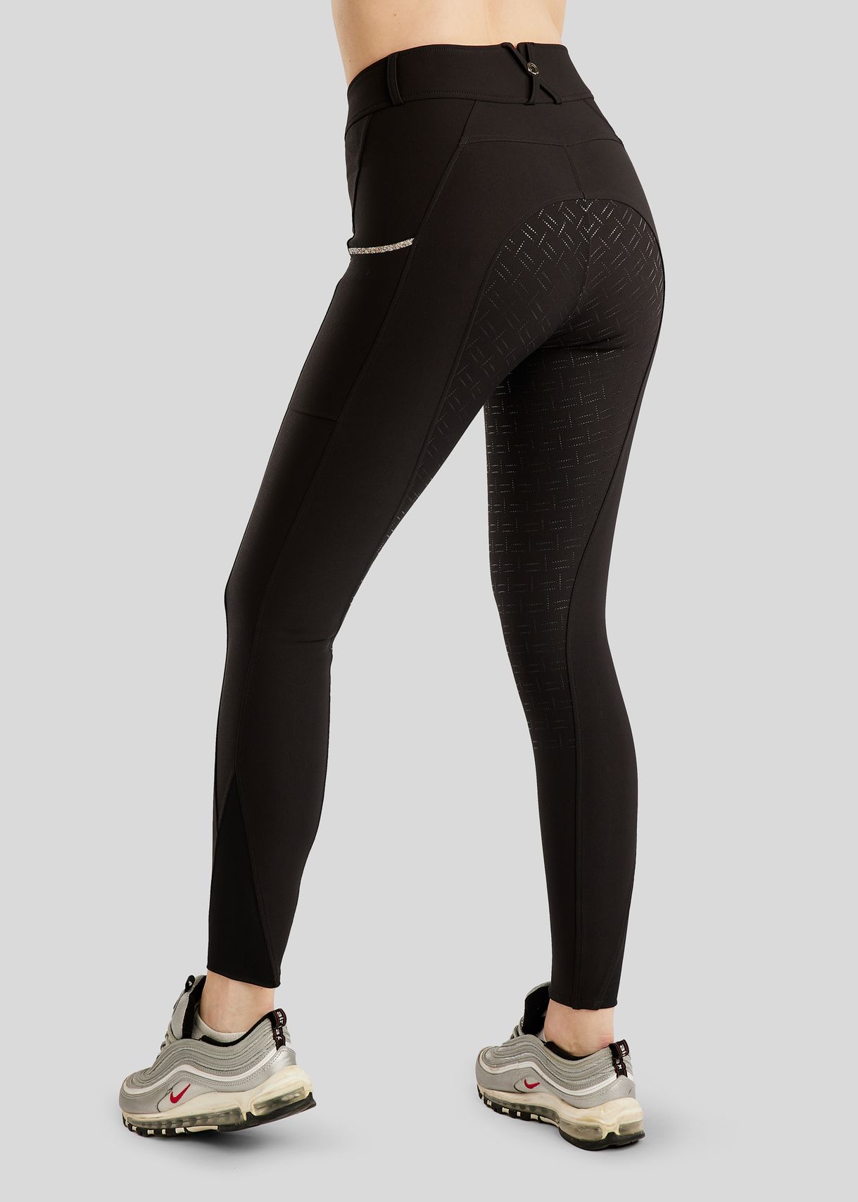 MoLila Breeches w. Champagne Crystal Tape and Champagne Crystals - Fullgrip, Black