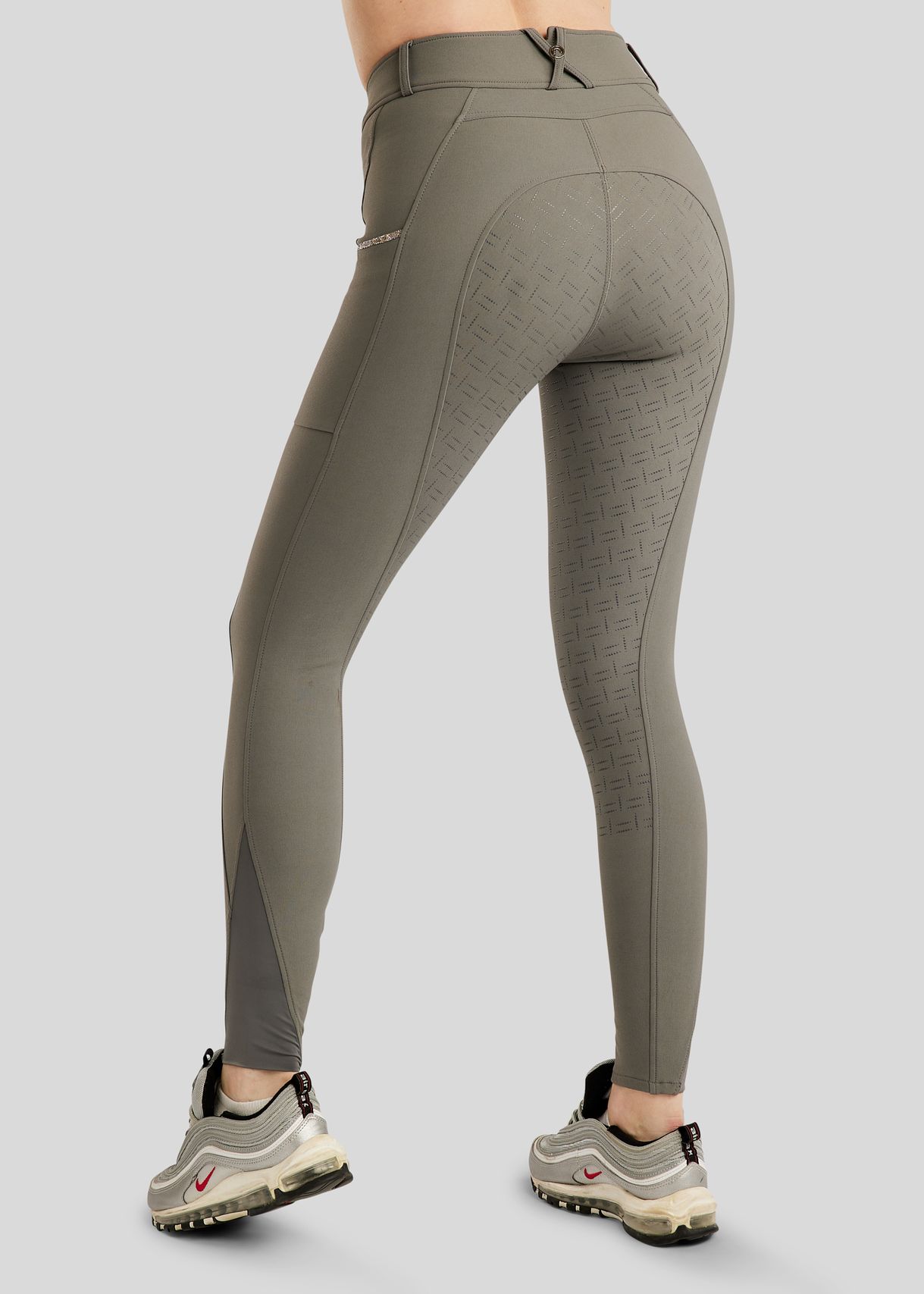 MoLila Breeches w. Champagne Crystal Tape and Champagne Crystals - Fullgrip, Grey