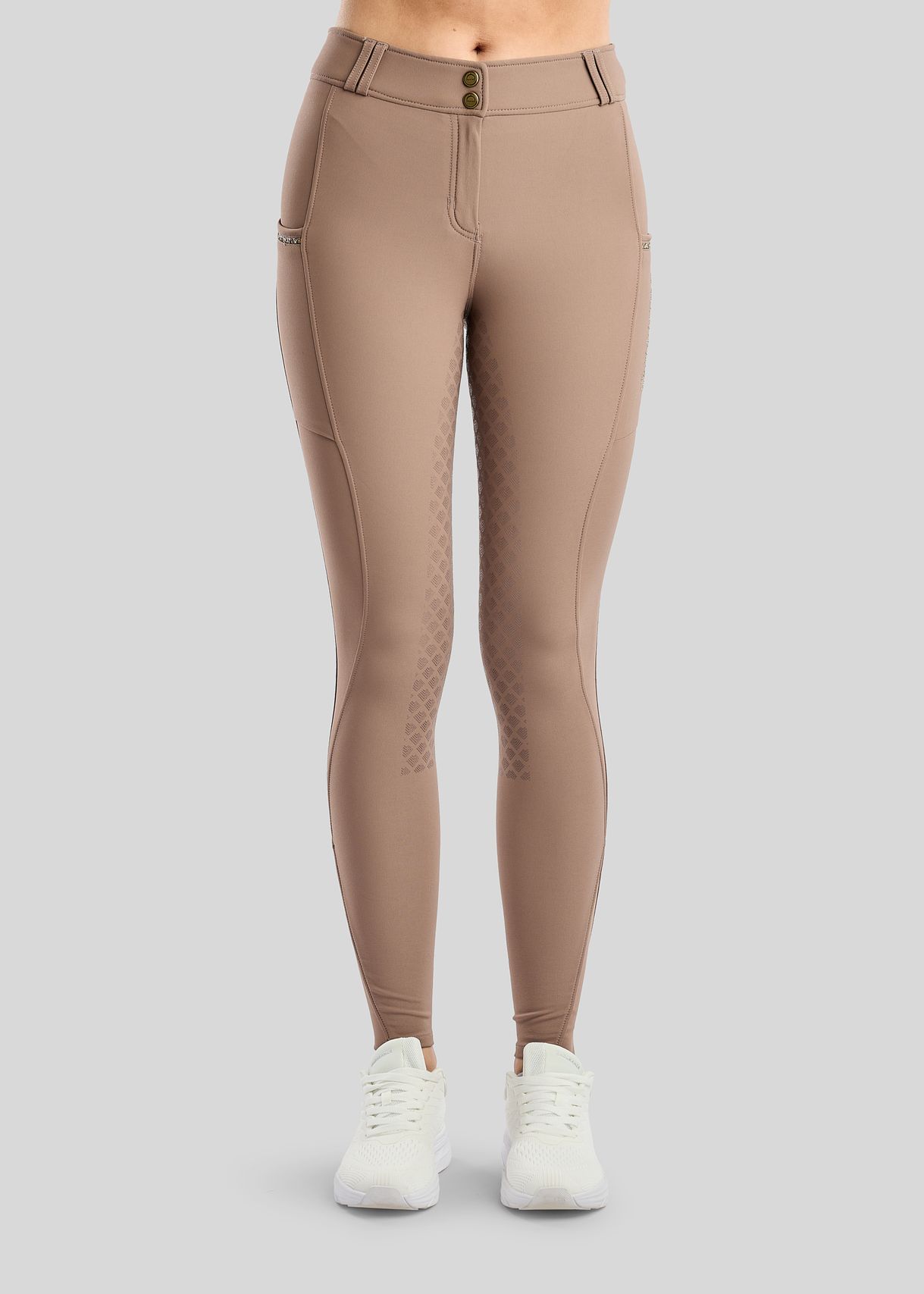 MoVeronica Breeches w. Golden Quartz Caviar Tape and Crystals - Fullgrip, Nougat Brown 