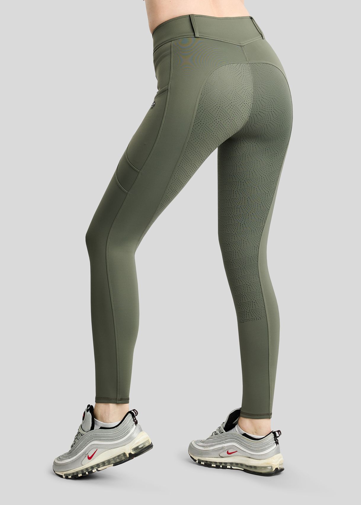 MoAddie Hybrid Thermo Tights w. Gun Metal Logo - Fullgrip, Forest Green 