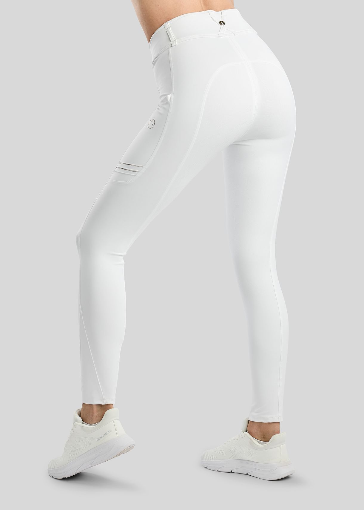 MoWilma Hybrid Tights w. Pintucks and Golden Quartz Crystals - Fullgrip, White 