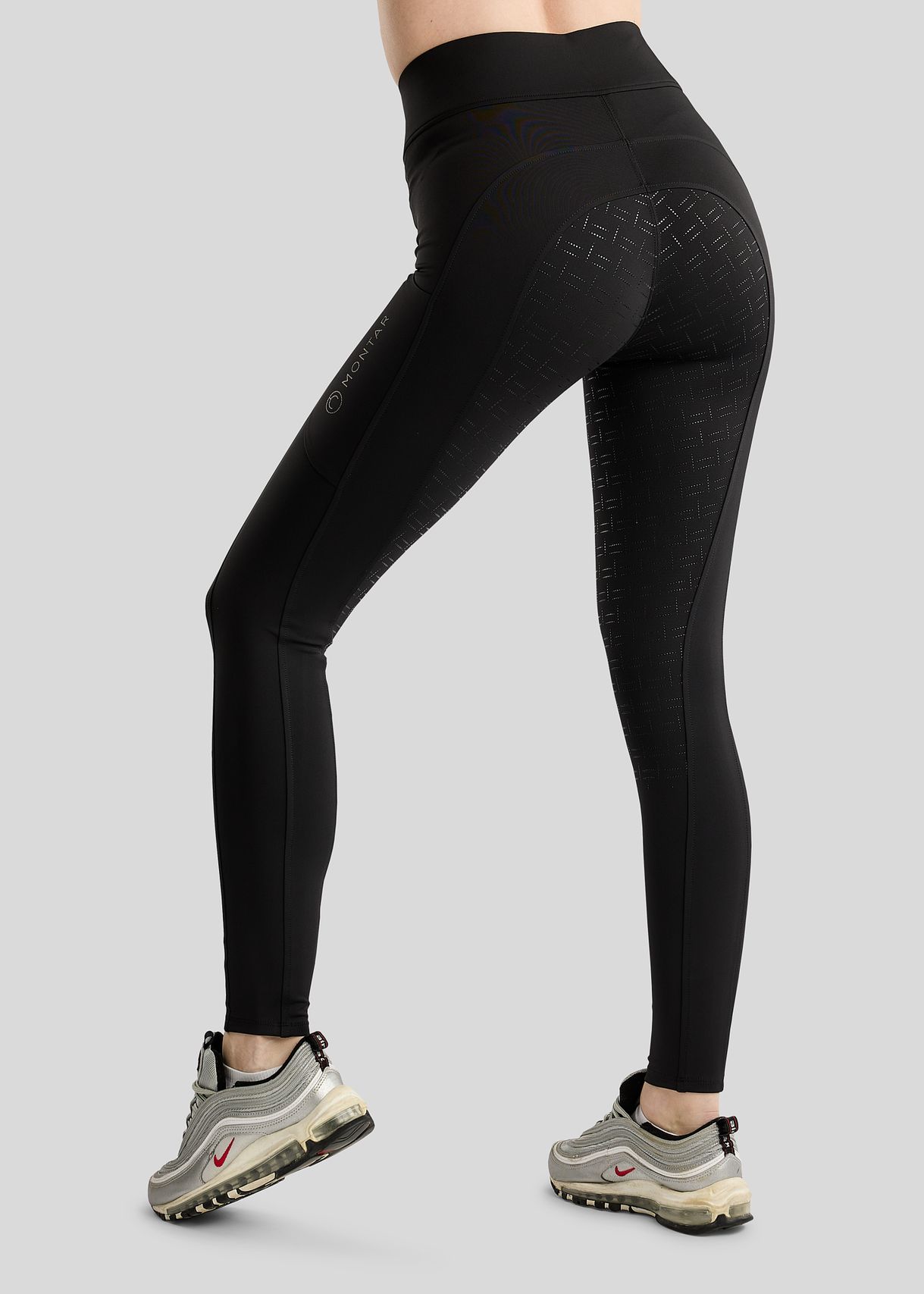 MoFair Tights w. Gun Metal Logo Print - Fullgrip, Black 
