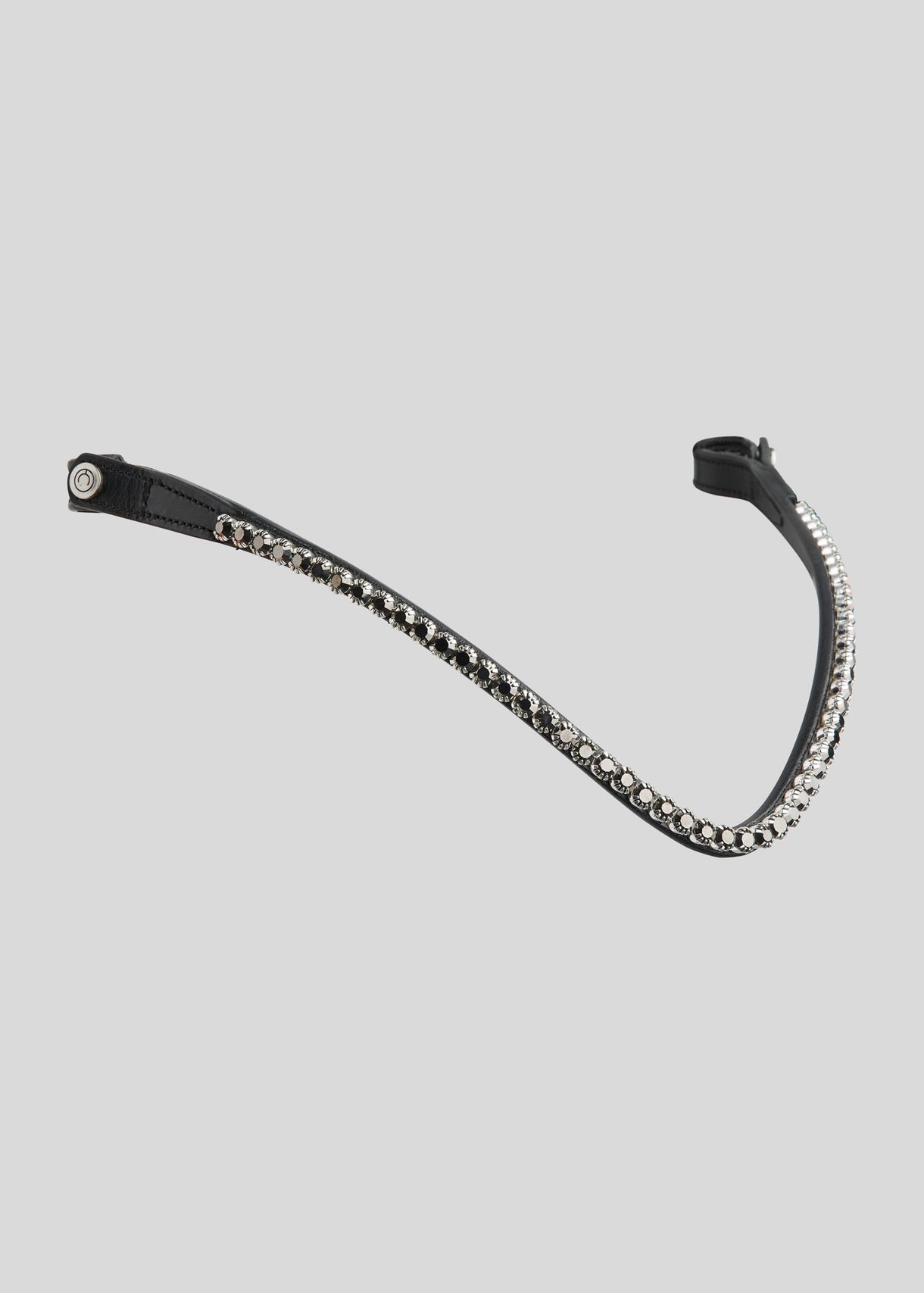 FAIR Crystal Browband - Black Leather, Gun Metal 