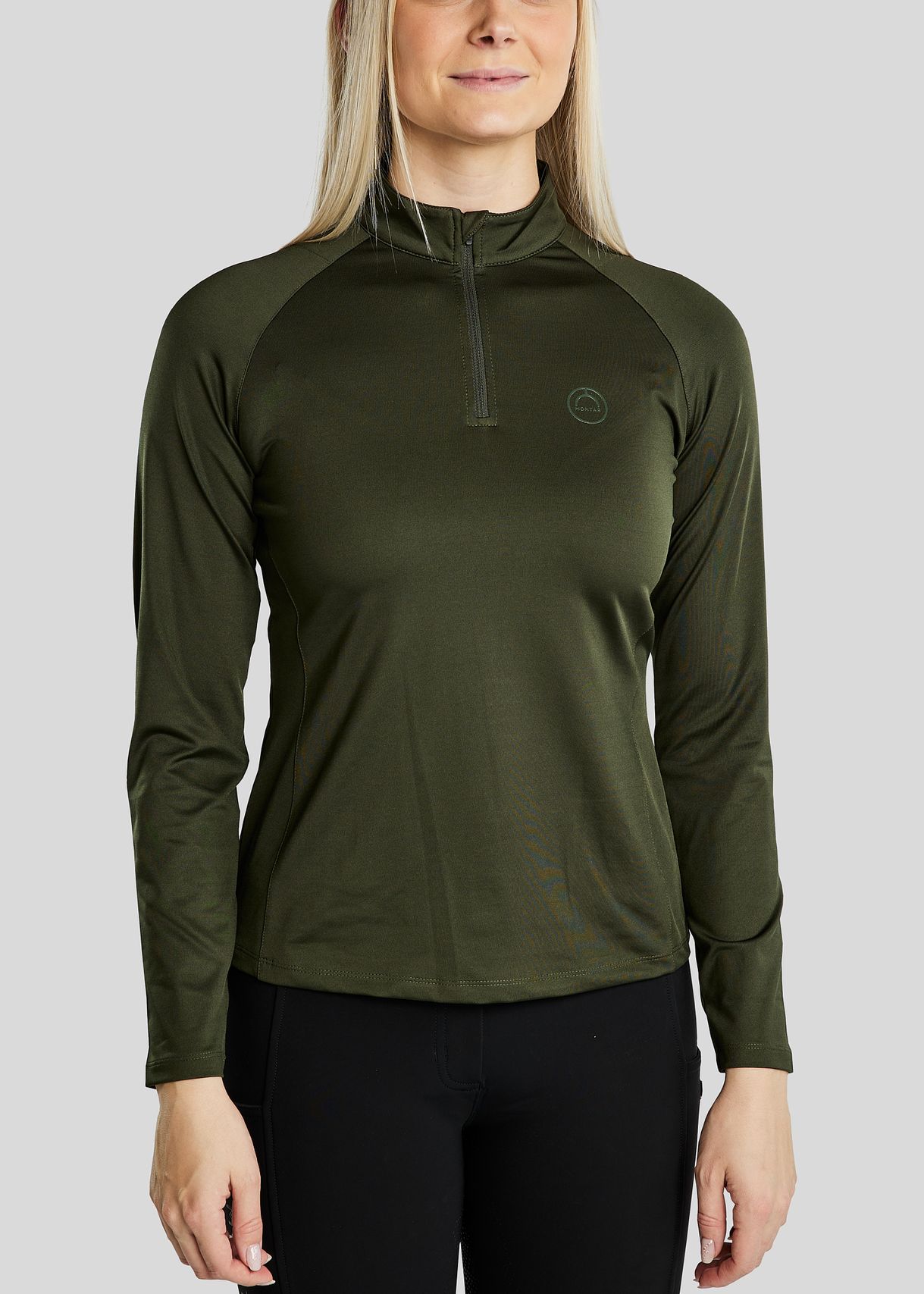 MoErica Long Sleeved Thermo Polo w. Quater zip - Olive 