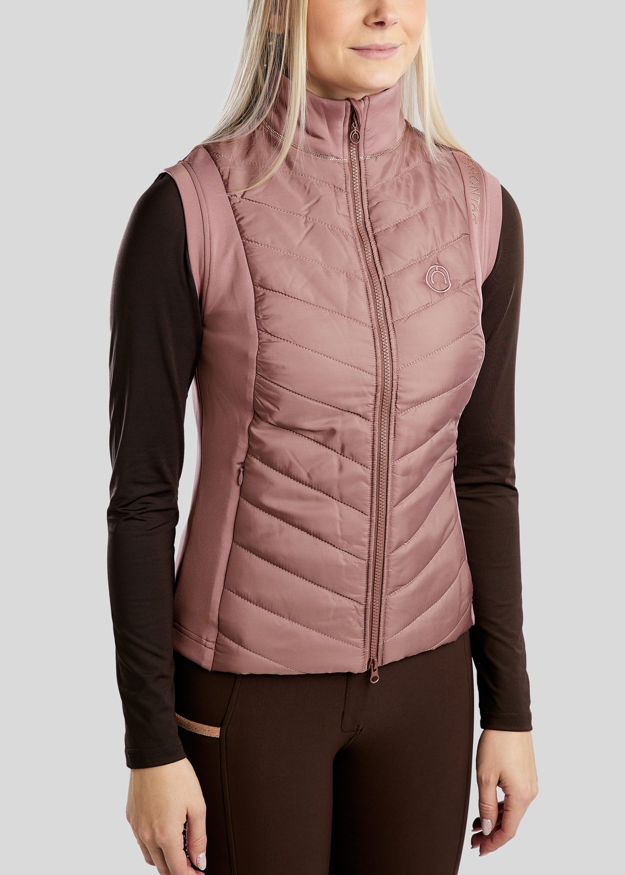 MoMari Hybrid Bodywarmer w. Rosegold Crystals - Dusty Rose 