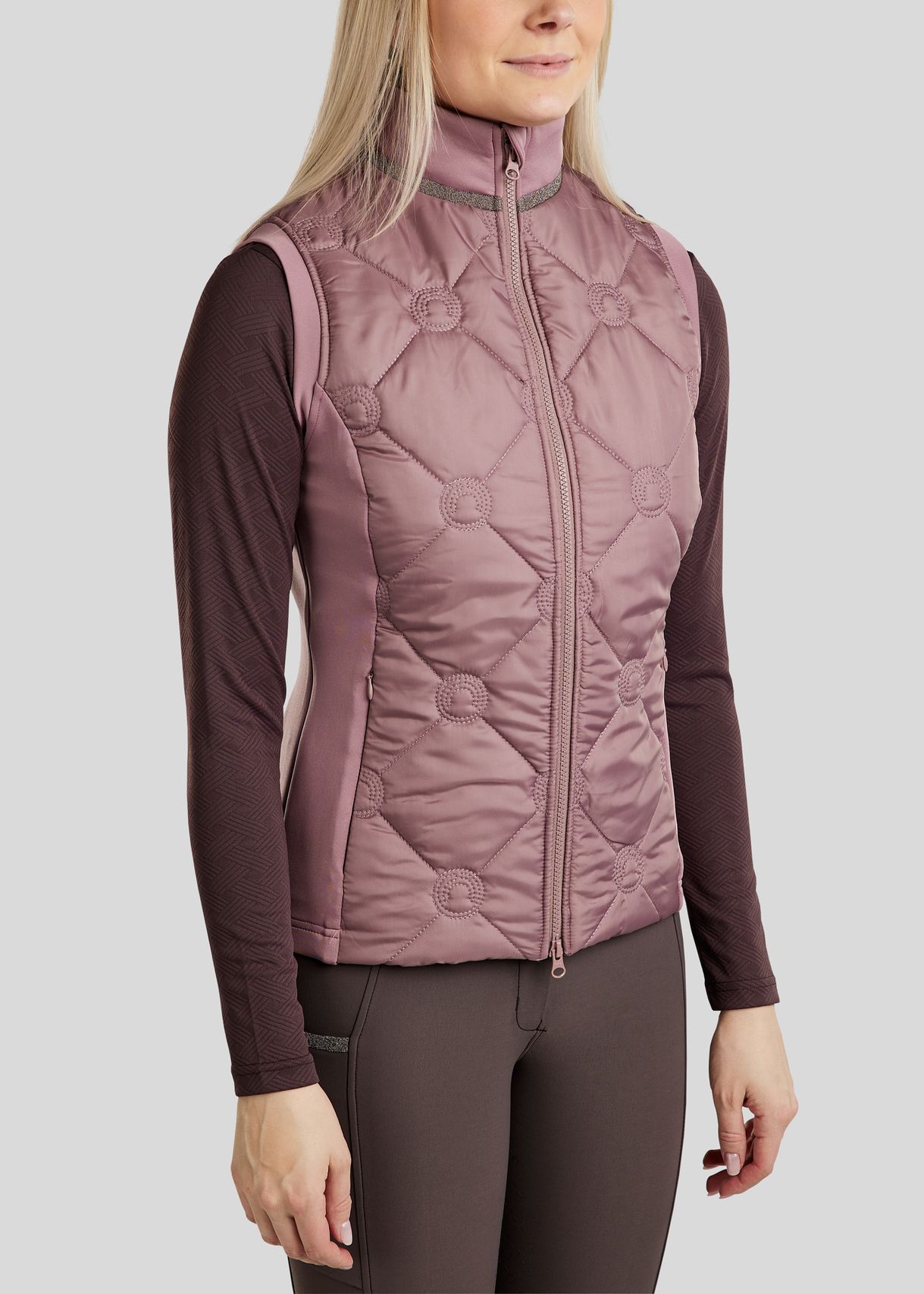 MoMartina Hybrid Vest m. Kviltet Monogram - Dusty Rose 