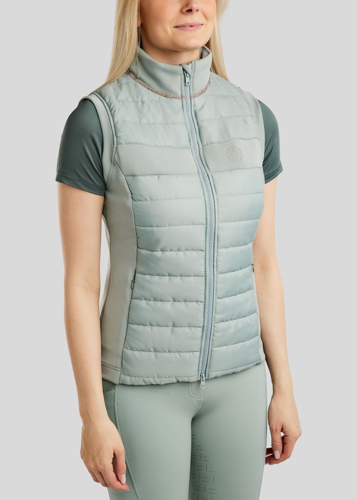MoLila Hybrid Bodywarmer w. Champagne Crystal Tape and Crystals - Turin