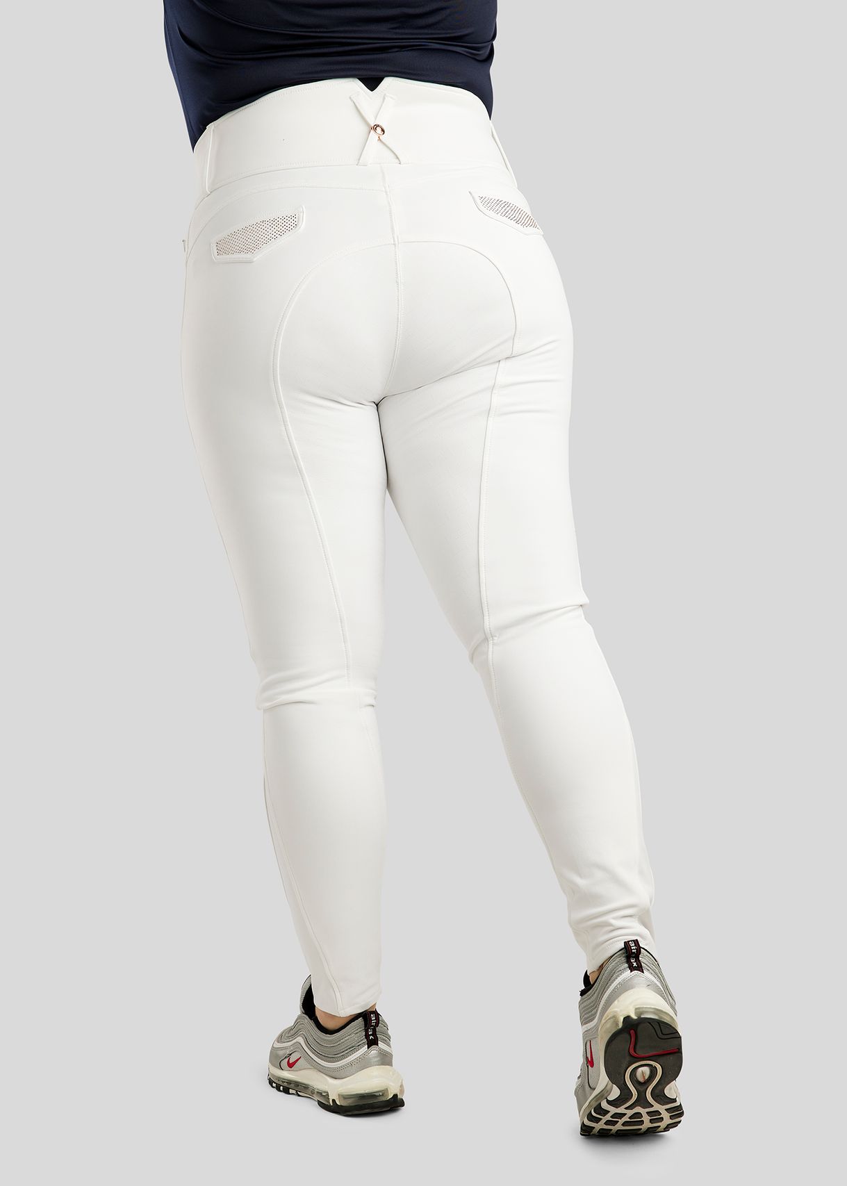 CURVE Briella Breeches w. Rosegold Crystals - Fullgrip, White 