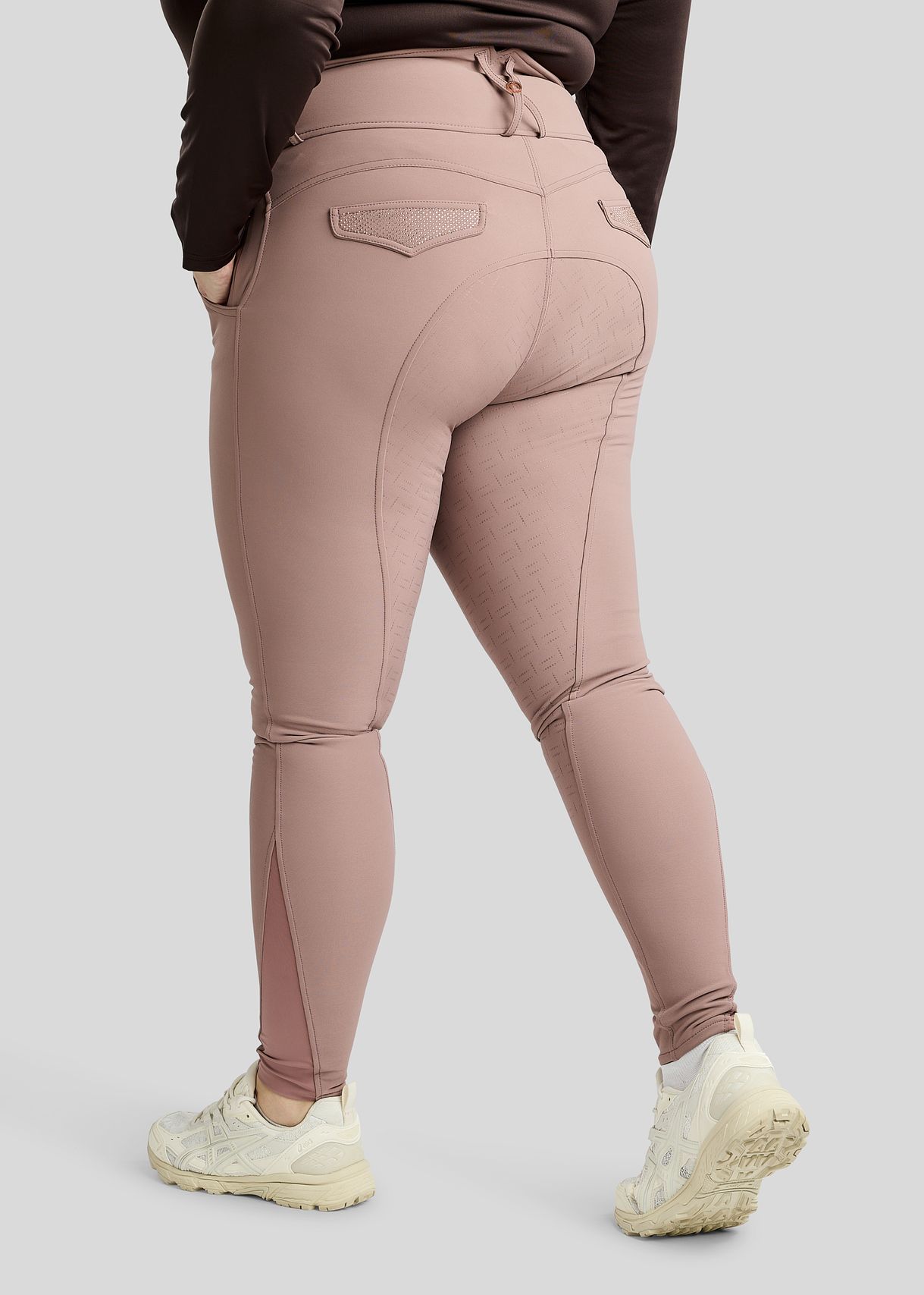 CURVE Briella Breeches w. Rosegold Crystals - Fullgrip, Dusty Rose 