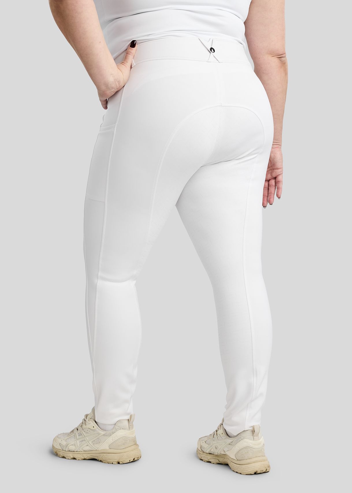 CURVE MoFlair Breeches w. Phone Pockets and Gun Metal Crystals - Fullgrip, White