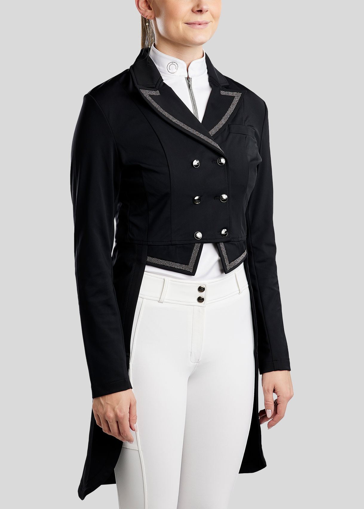 MoGloria Softshell Long Tailcoat w. Gun Metal Caviar Tape - Black 