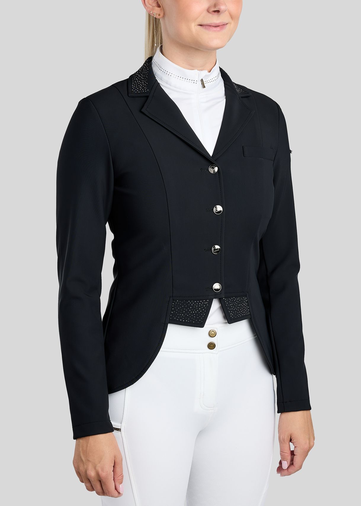 Black MoDarla Short tailcoat with Gunmetal crystals 