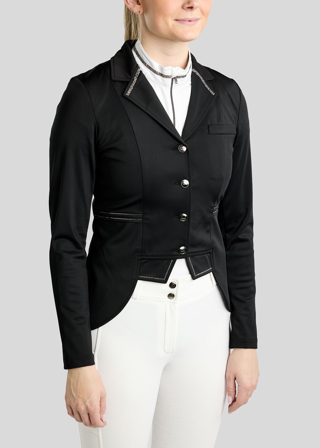 MoKylie Short Tailcoat w. Gun Metal Crystal Tape and Crystals - Black 