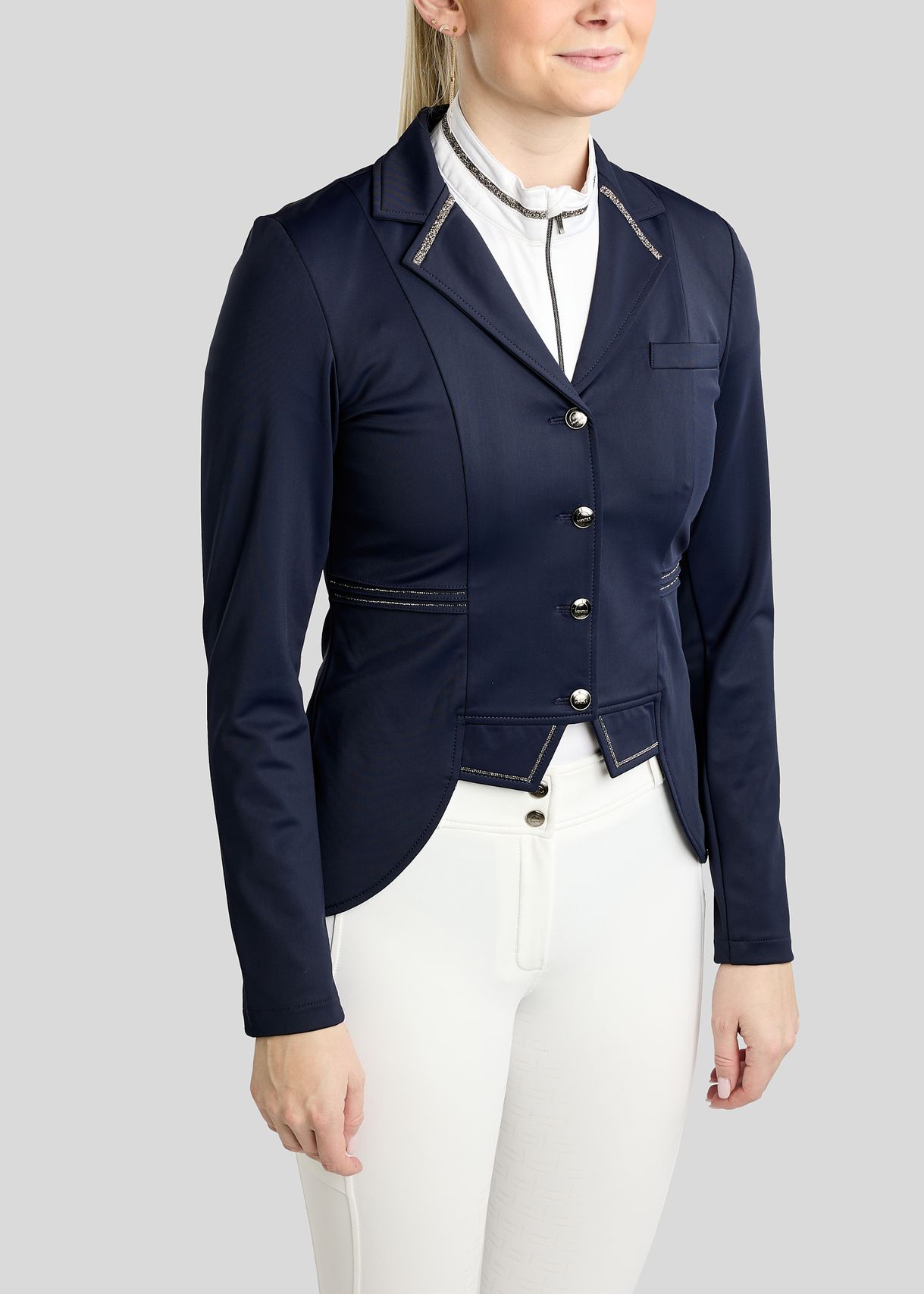 MoKylie Short Tailcoat w. Gun Metal Crystal Tape and Crystals - Navy 