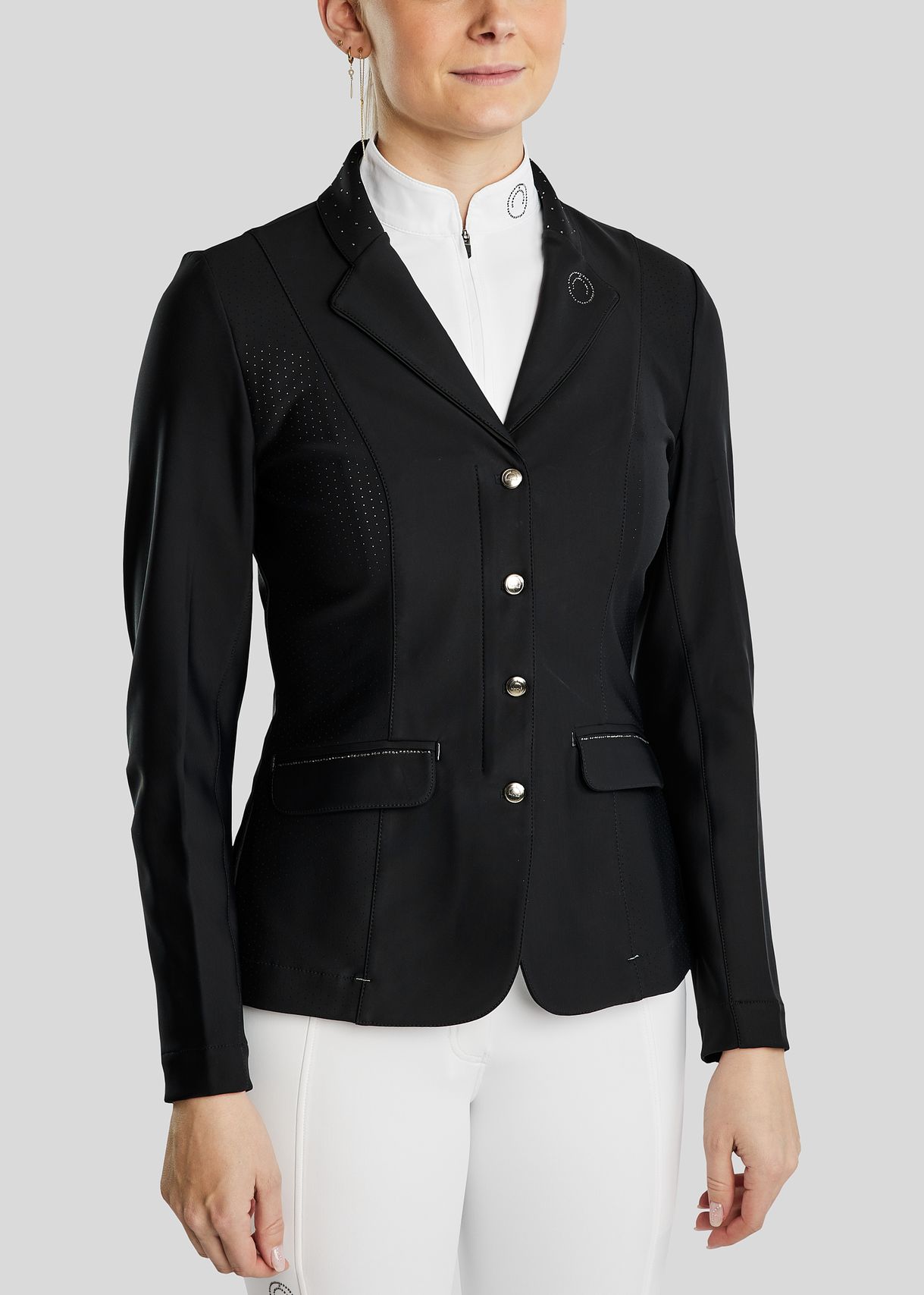 MoZida Softshell Competition Jacket w. Lasercut and Gun Metal Crystals - Black 