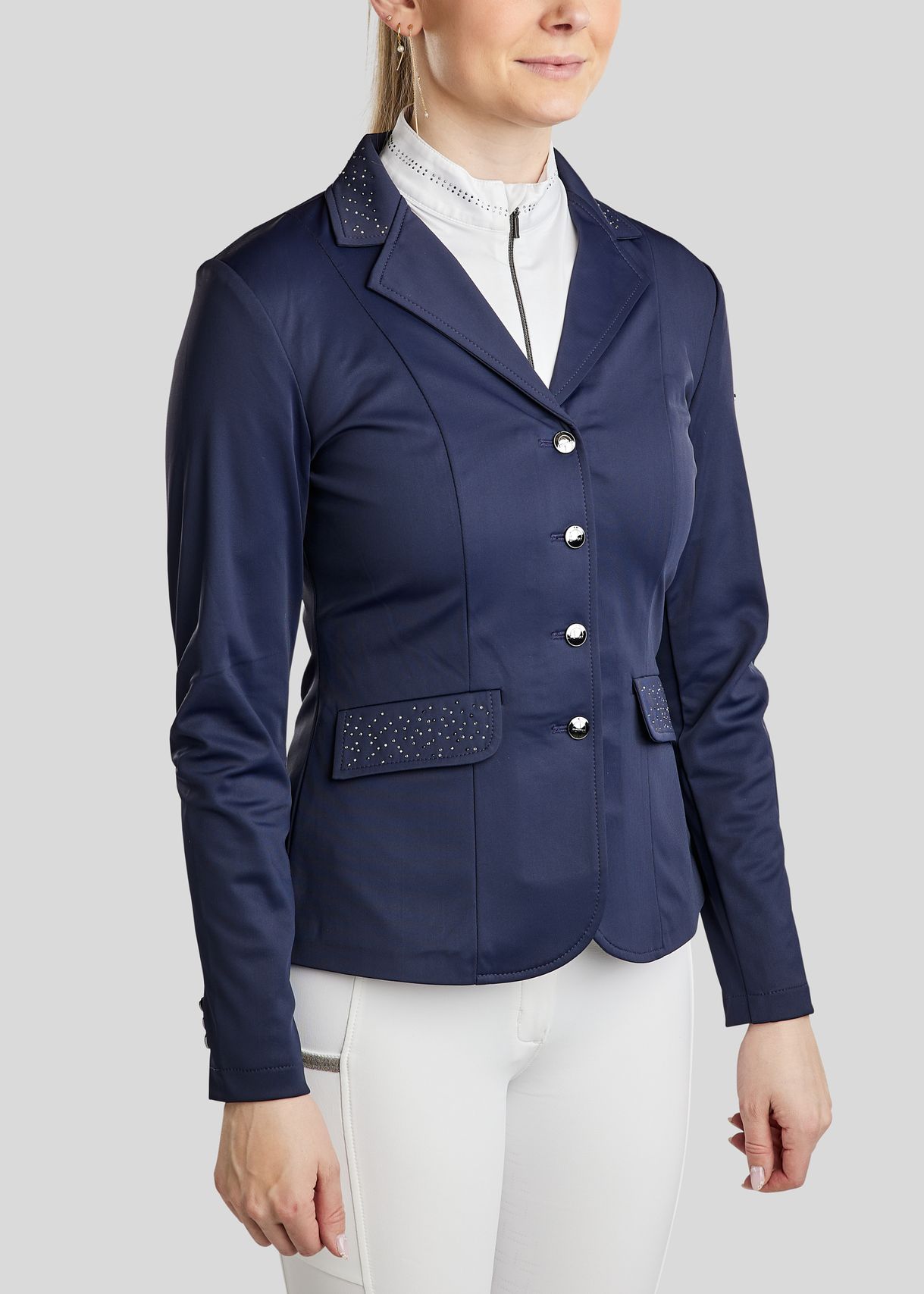 MoEmilia Softshell Competition Jacket w. Mixed Grey Crystals - Navy 