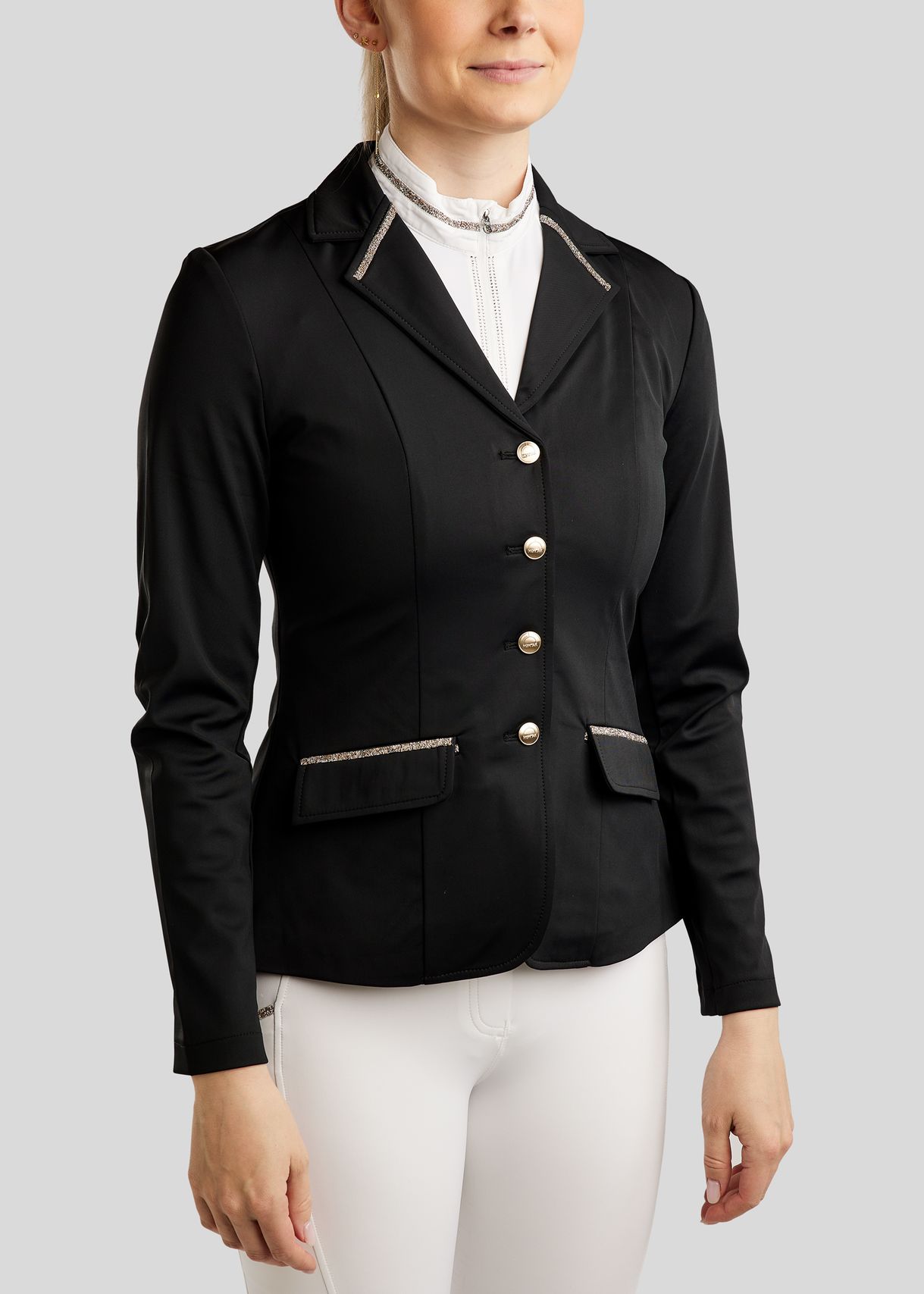 MoLila Competition Jacket w. Champagne Crystal Tape - Black