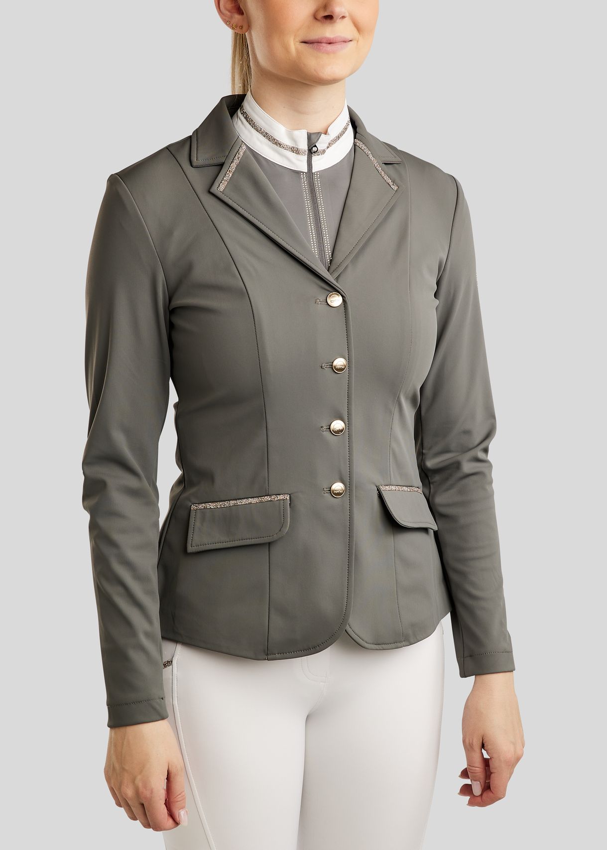 MoLila Competition Jacket w. Champagne Crystal Tape - Grey