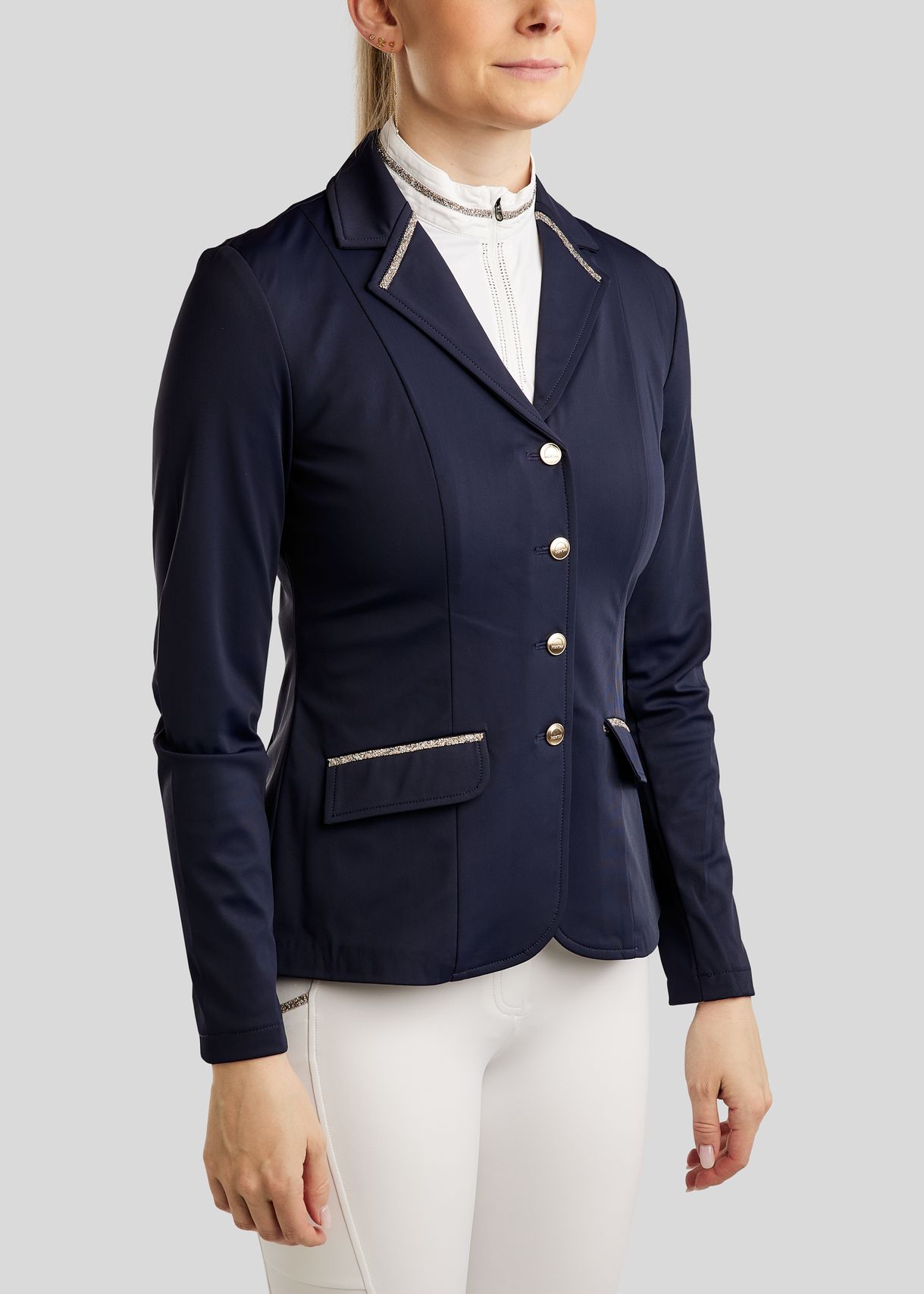 MoLila Competition Jacket w. Champagne Crystal Tape - Navy