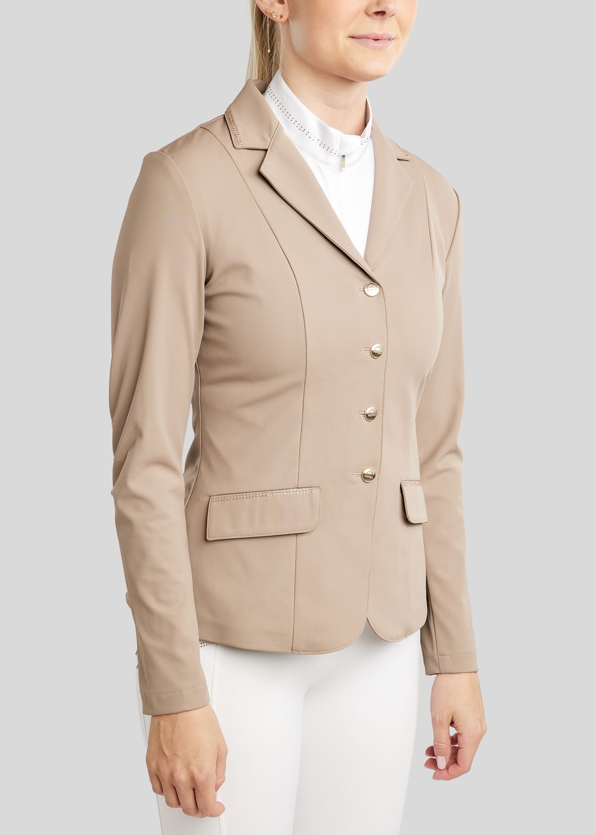 MoEverlisa Competition Jacket w. Champagne Crystals - Taupe 