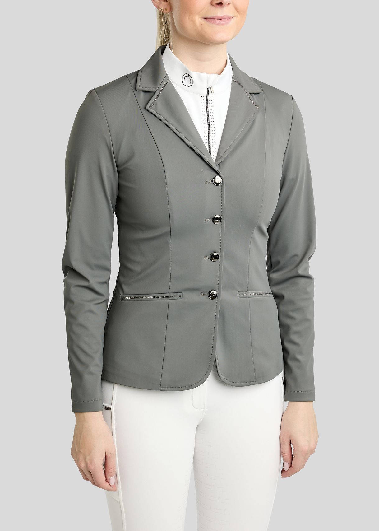 MoKira Softshell Competition Jacket w. Gun Metal Crystals - Grey 