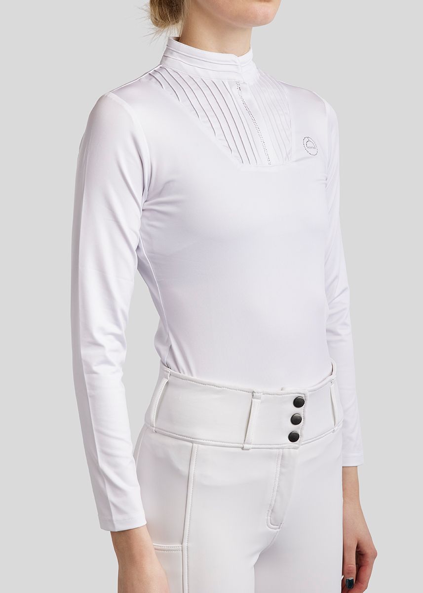 MoRosie Long Sleeved Competition Shirt w. Pintucks - White 