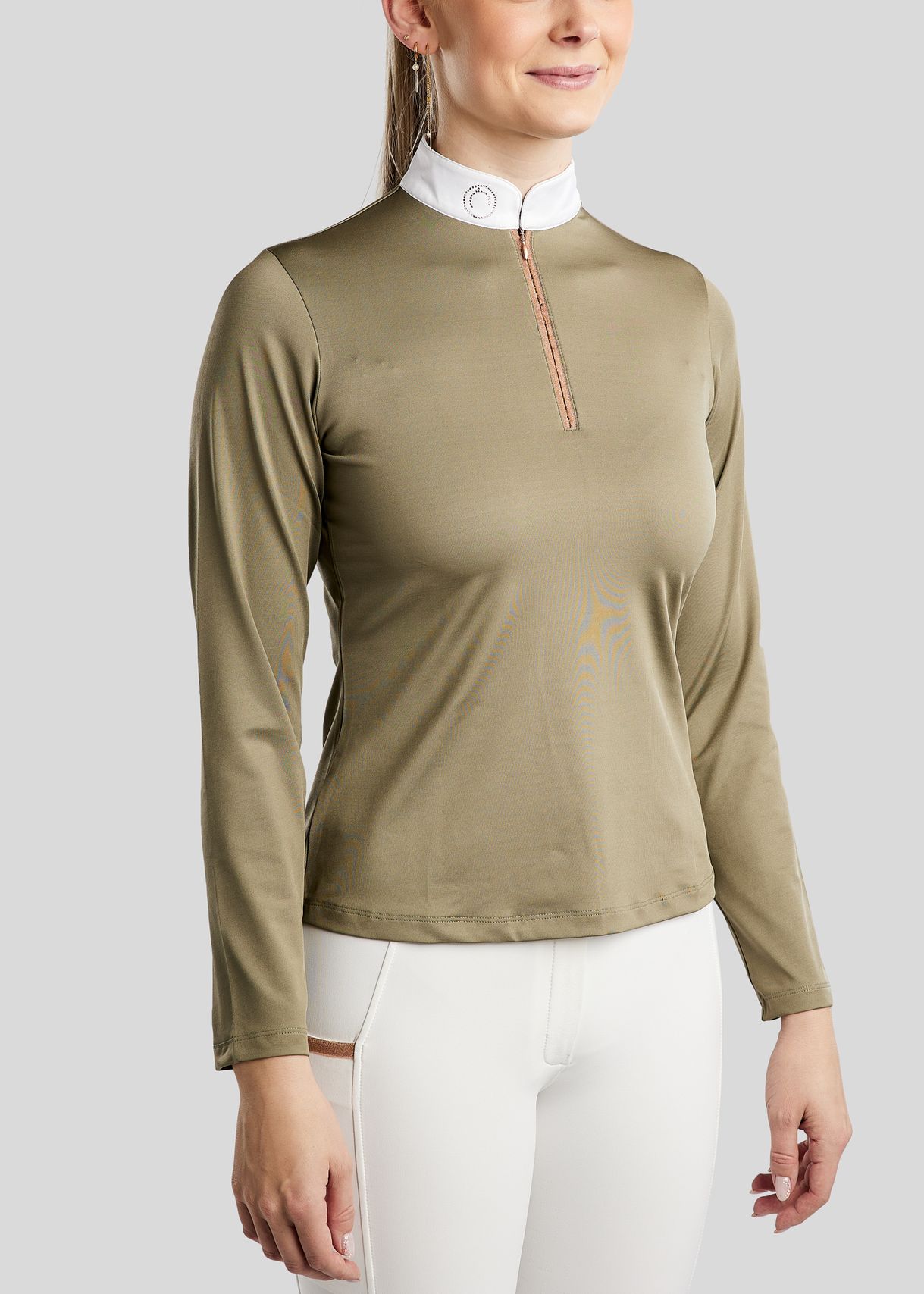 MoGlenda Competition Shirt w. Rosegold Caviar Tape - Dusty Green 