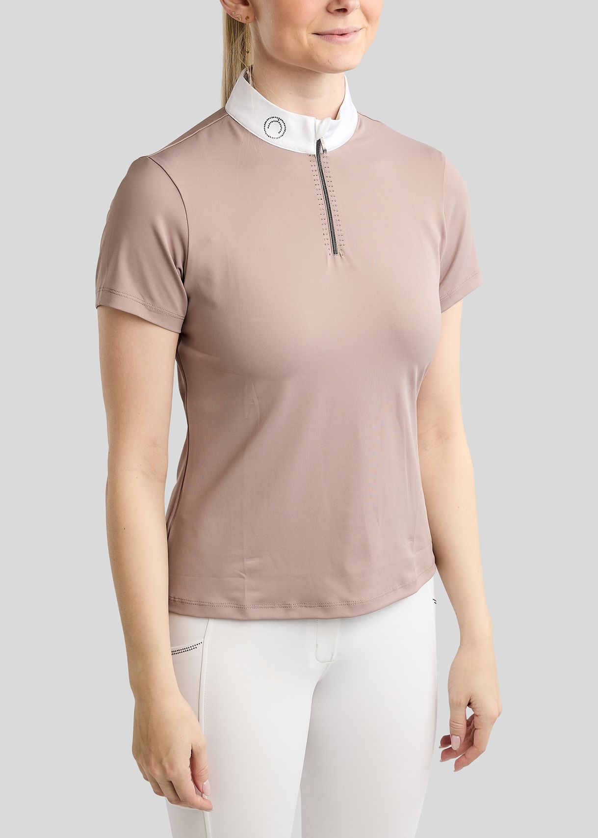 MoMaddy Competition Shirt w. Gun Metal Crystals - Pearl Grey 
