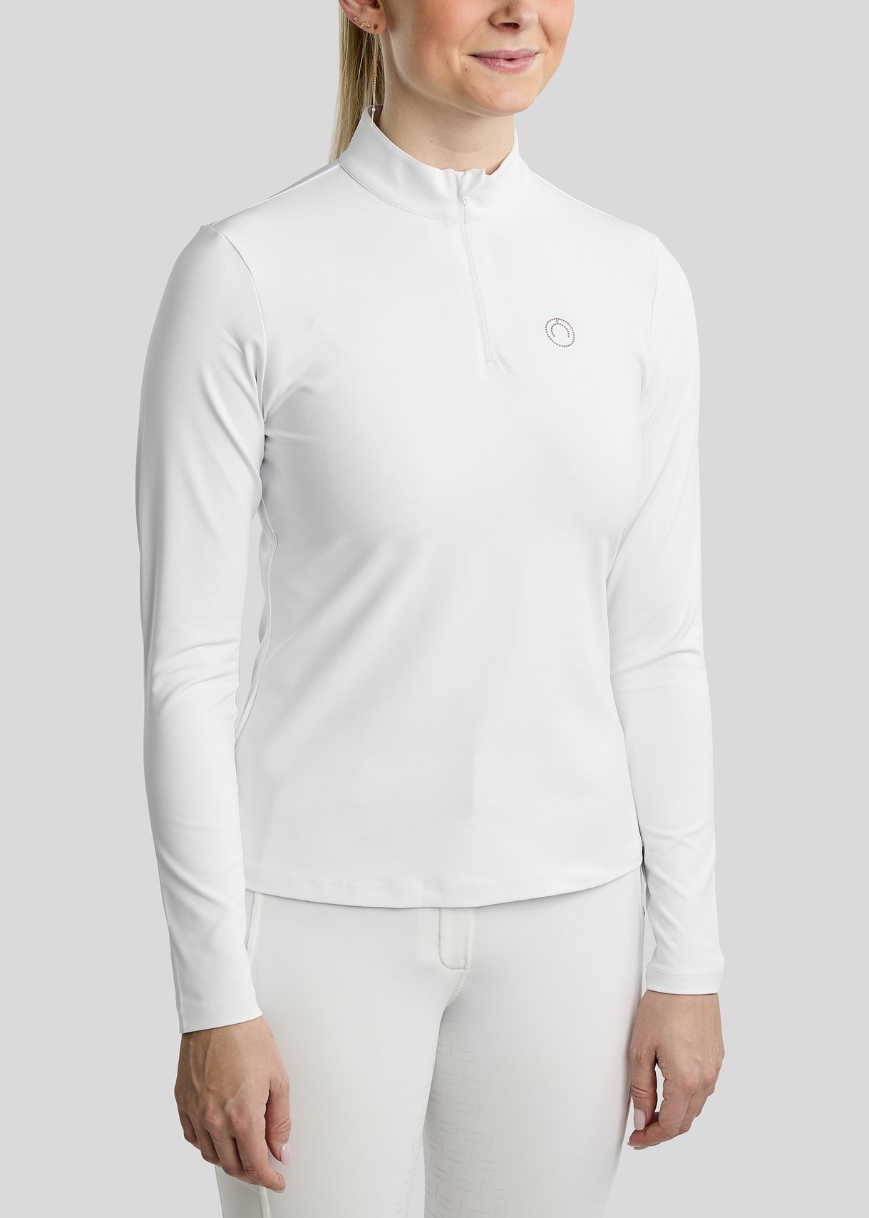 MoFair Long Sleeved Competition Shirt w. Gun Metal Logo Print - White 
