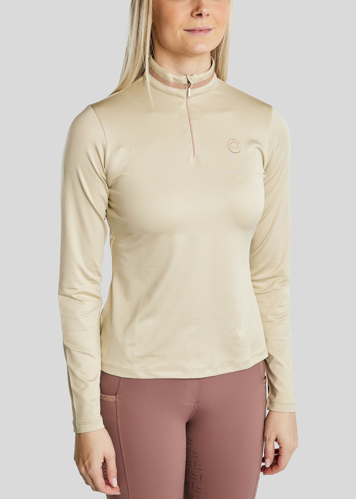 MoGlenda Thermo Polo w. Rosegold Caviar Tape - Warm Grey Beige 