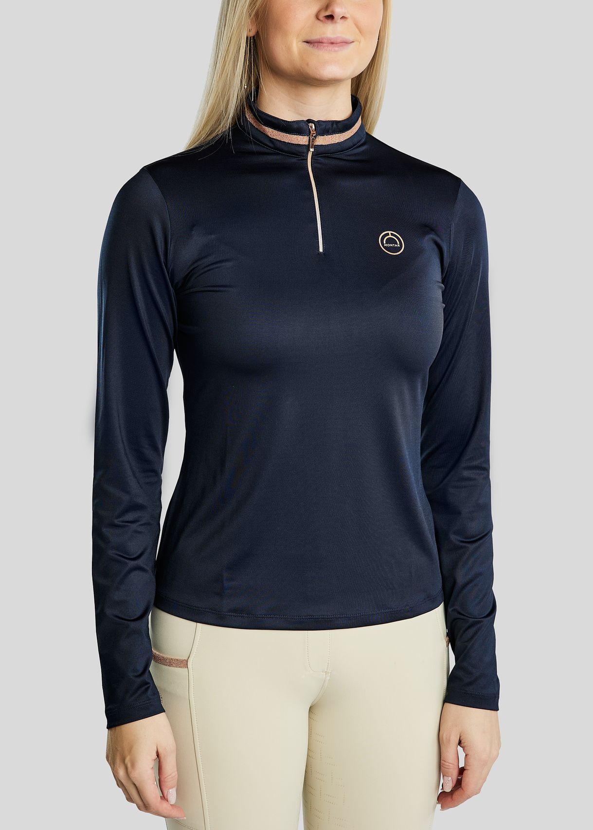 MoGlenda Thermo Polo w. Rosegold Caviar Tape - Navy 