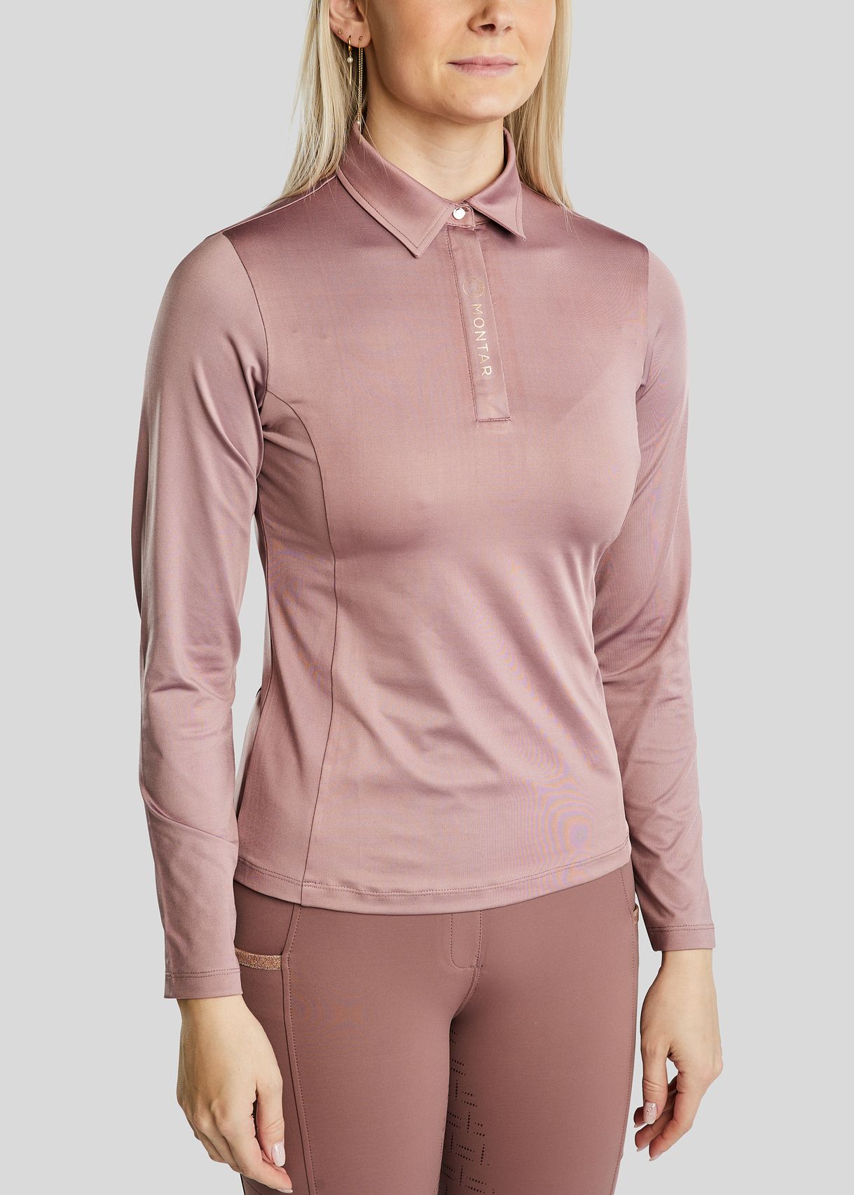 MoSusan Long Sleeved Polo W. Rosegold Logo - Dusty Rose 