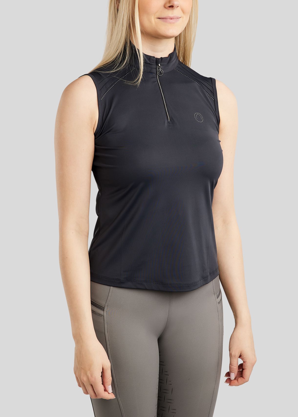 MoPearl Sleeveless Polo w. Pintucks - Navy