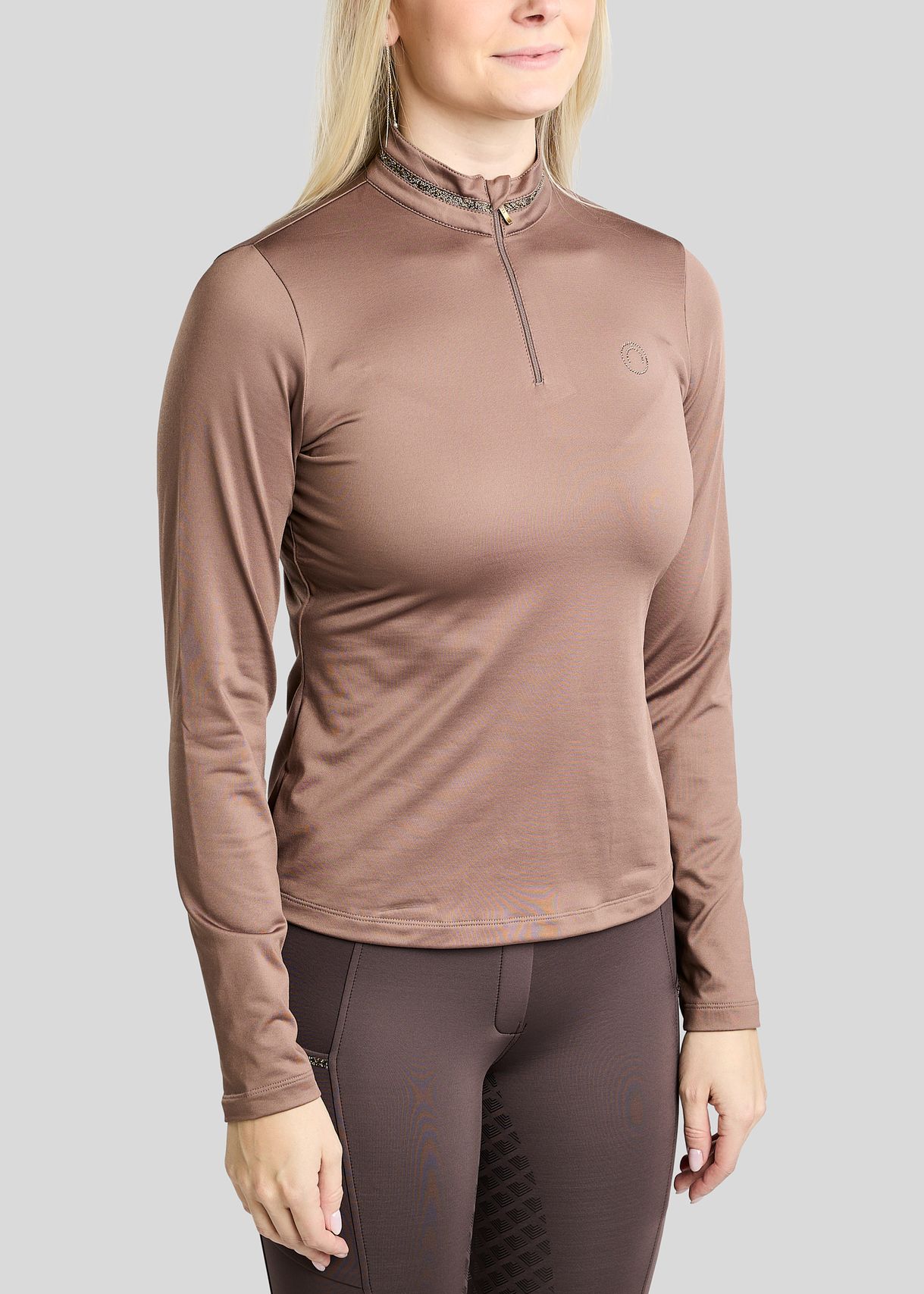 MoVeronica Thermo Polo w. Golden Quartz Crystal Tape and Crystals - Nougat Brown 