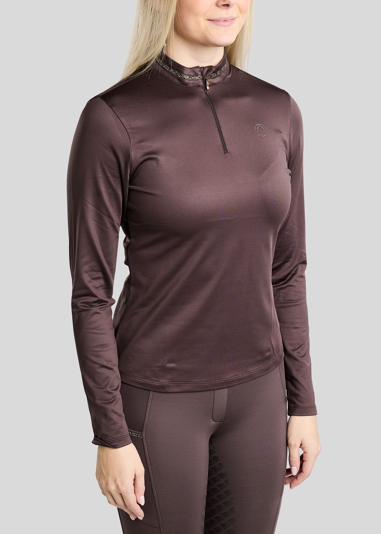 MoVeronica Thermo Polo w. Golden Quartz Crystal Tape and Crystals - Black Peony 