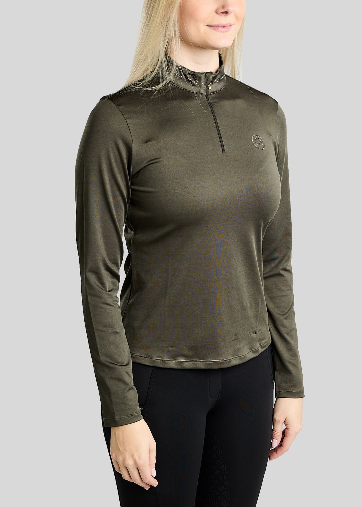 MoEverline Long Sleeved Polo w. Golden Quartz Crystals - Forest Green 