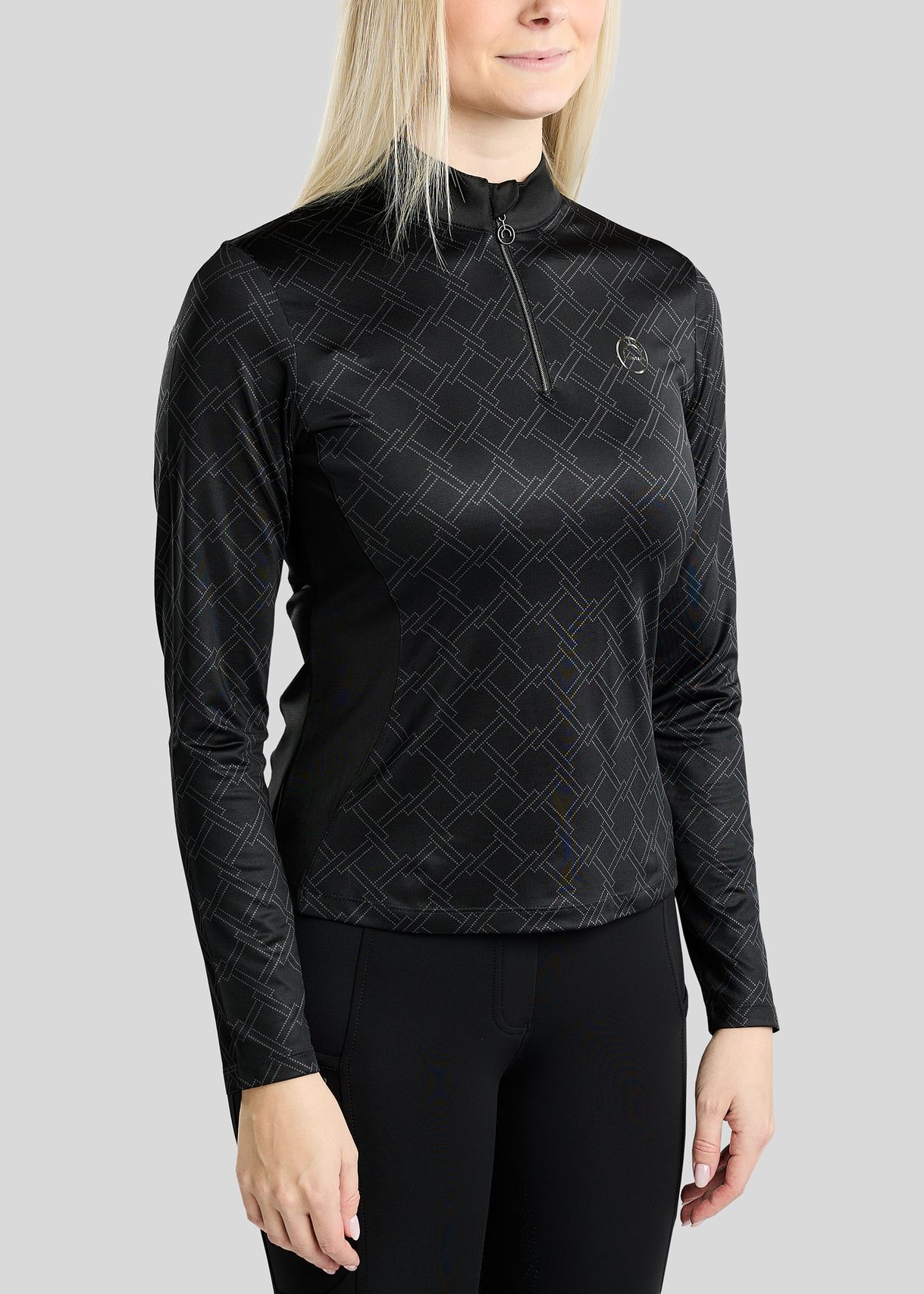 MoLeia Polo w. Allover Printed Lumber Check - Black 
