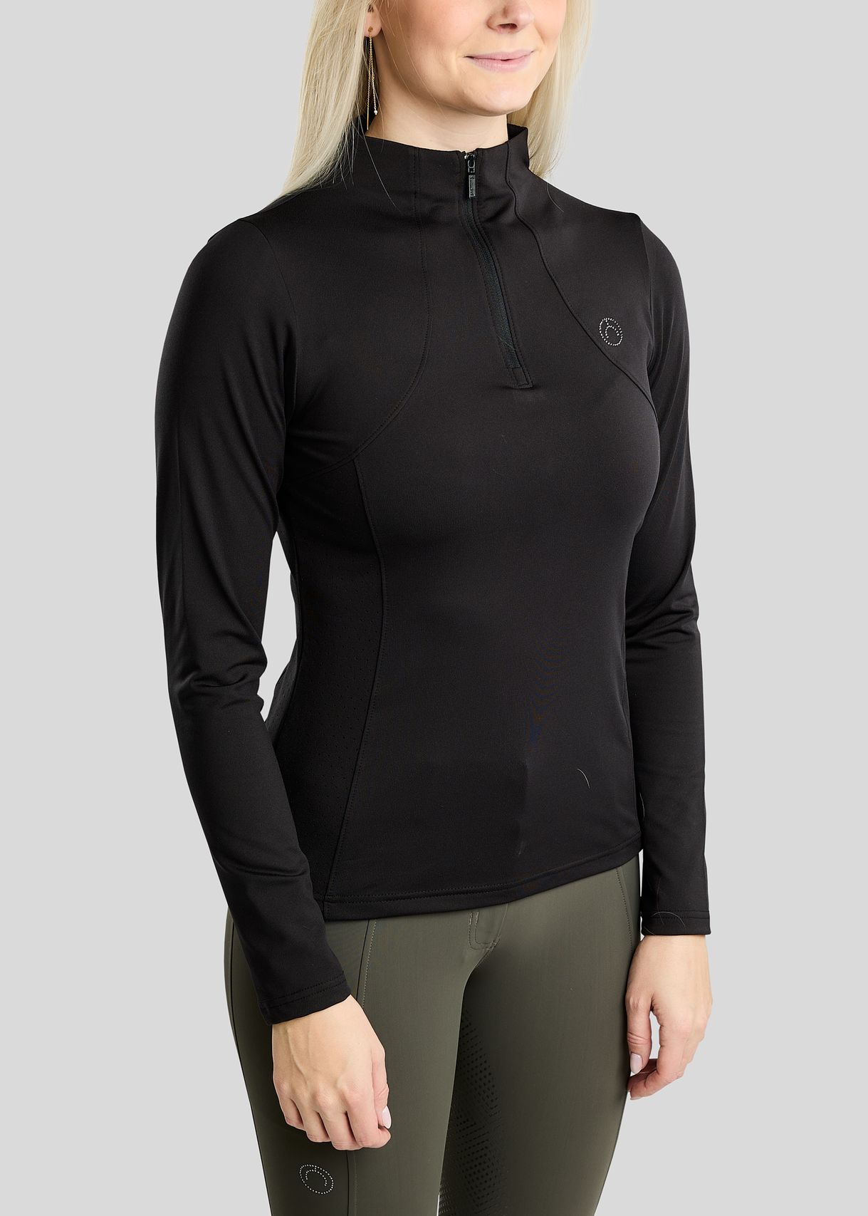 MoZida REFINED Long Sleeved Polo w. Gun Metal Details - Black 