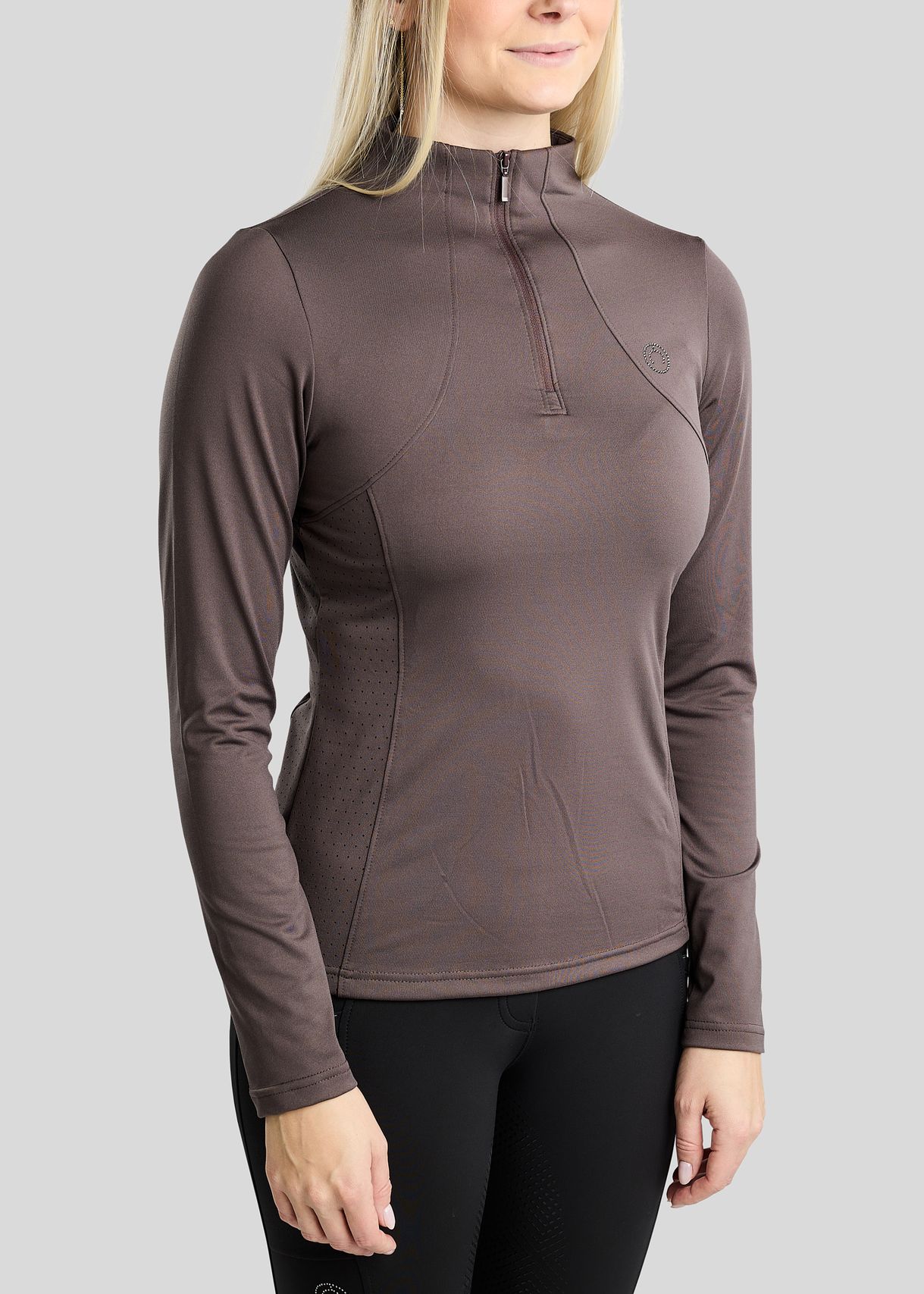 MoZida REFINED Long Sleeved Polo w. Gun Metal Details - Black Peony 