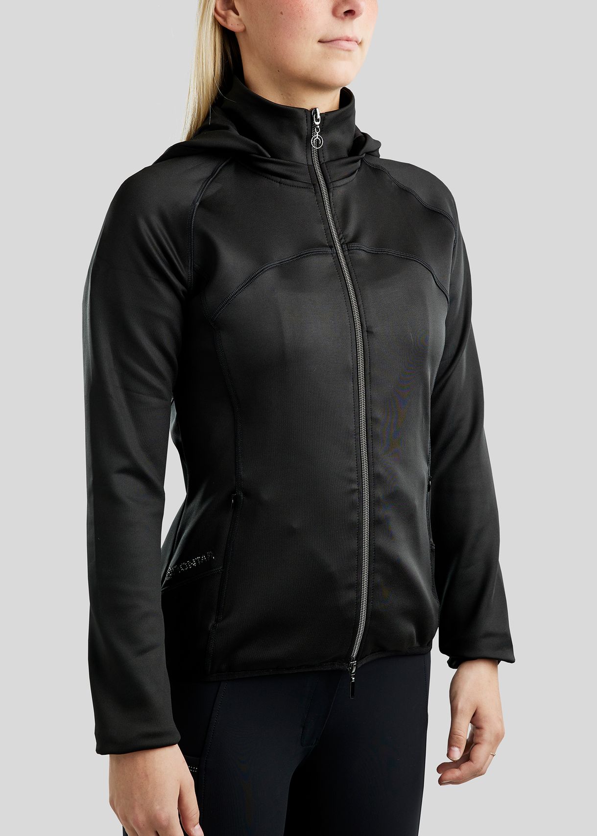 MoBlair Full Zip Softshell Gun Metal Crystal Logo Detachable Hood