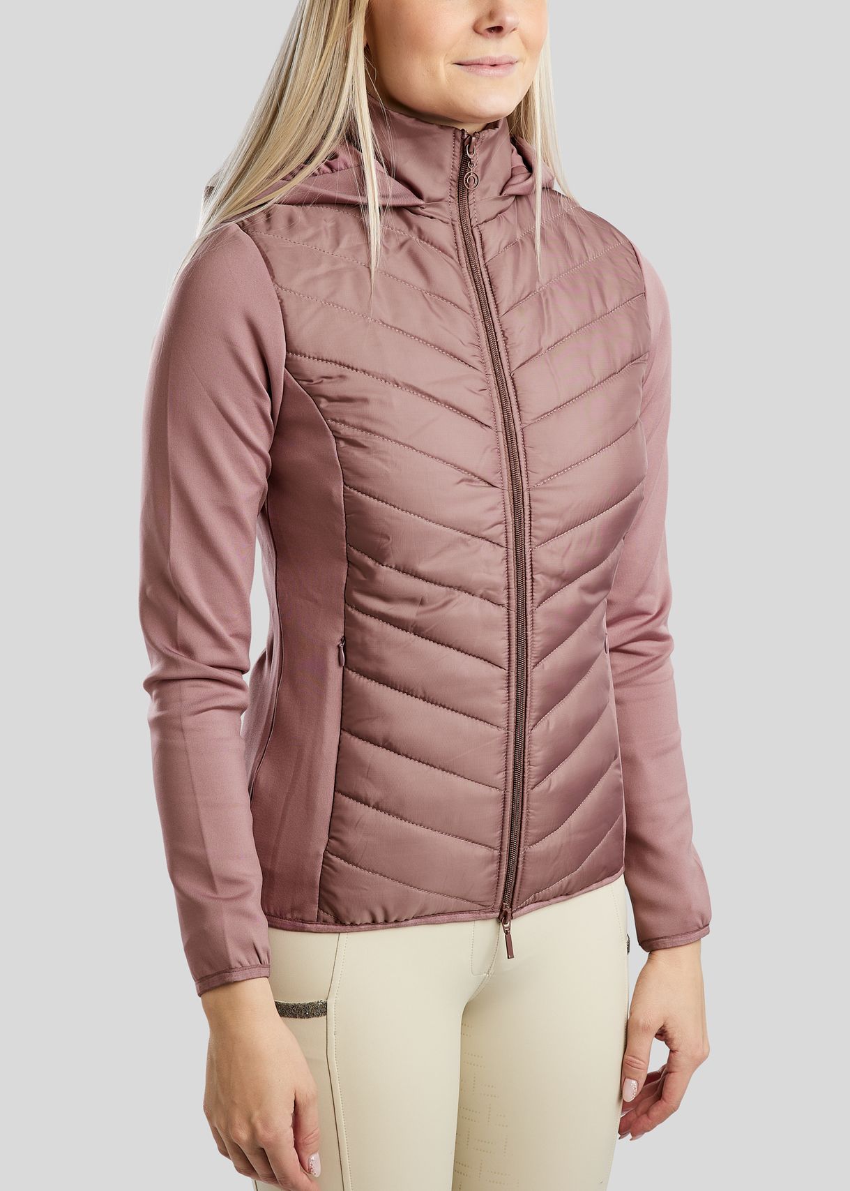 MoEliza Hybrid Jacket w. Detachable Hood and Gun Metal Crystsals - Dusty Rose 
