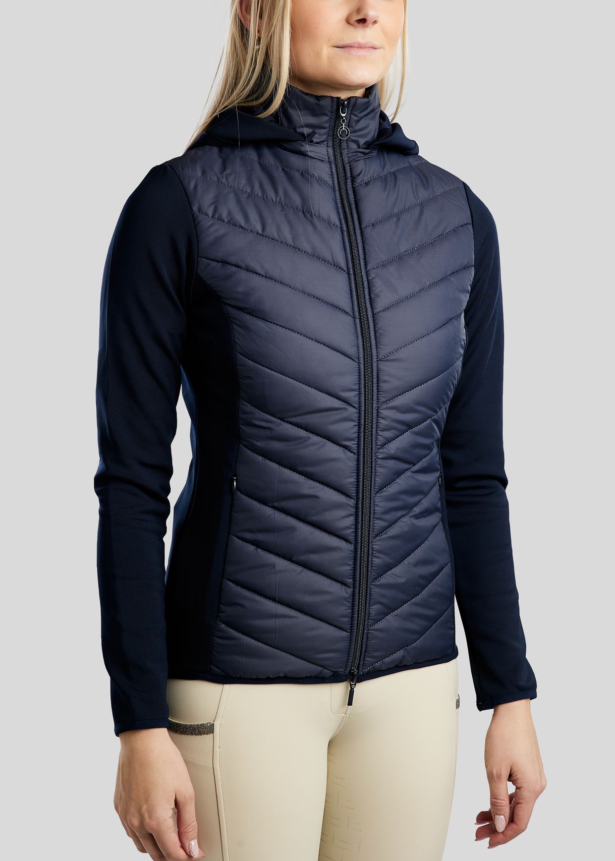 MoEliza Hybrid Jacket w. Detachable Hood and Gun Metal Crystsals - Navy 