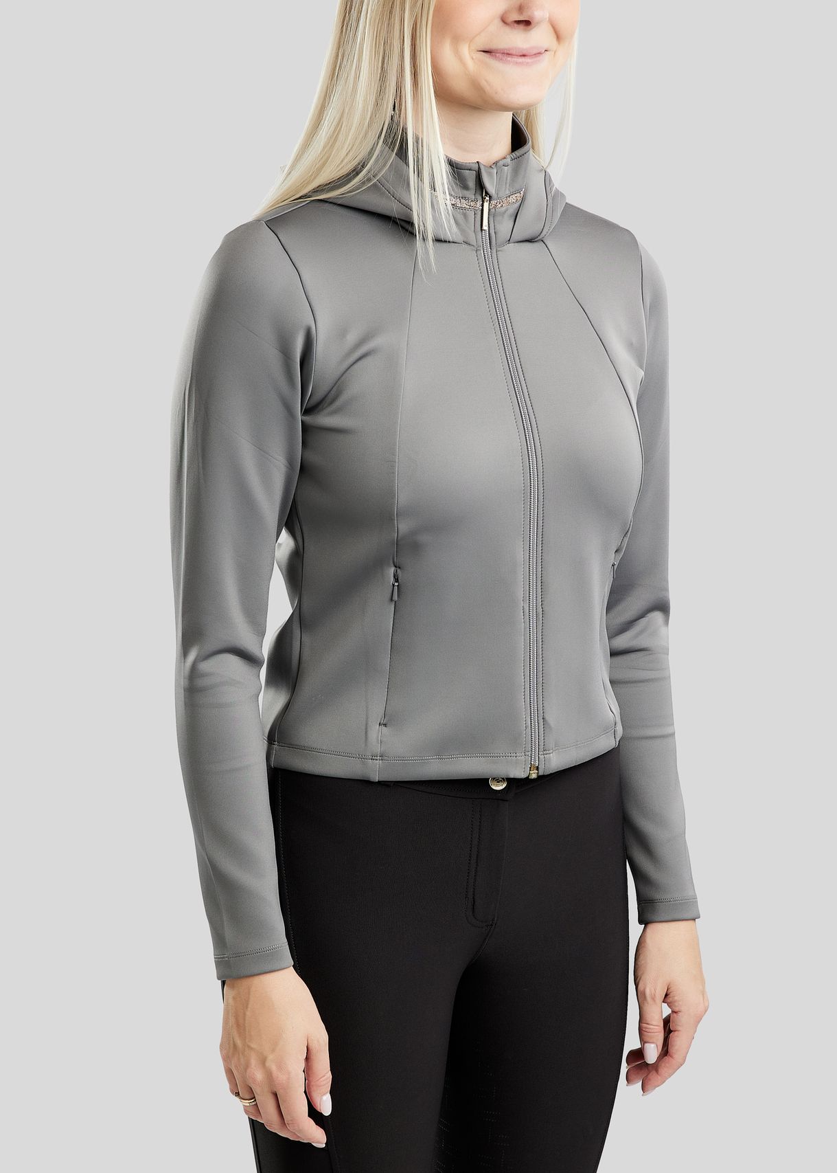 MoLila Jacket w. Champagne Crystal Tape and Crystals - Grey