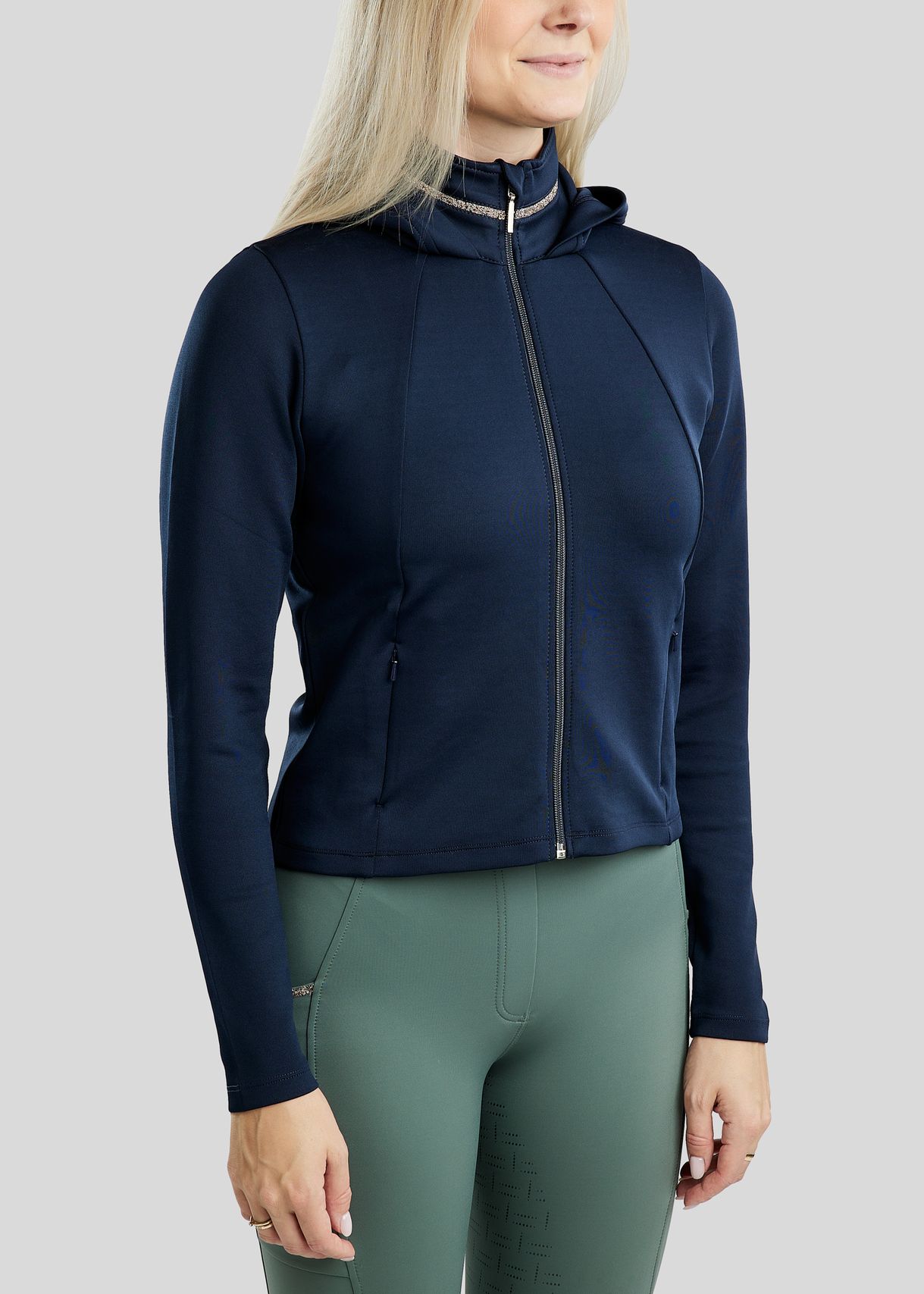 MoLila Jacket w. Champagne Crystal Tape and Crystals - Navy